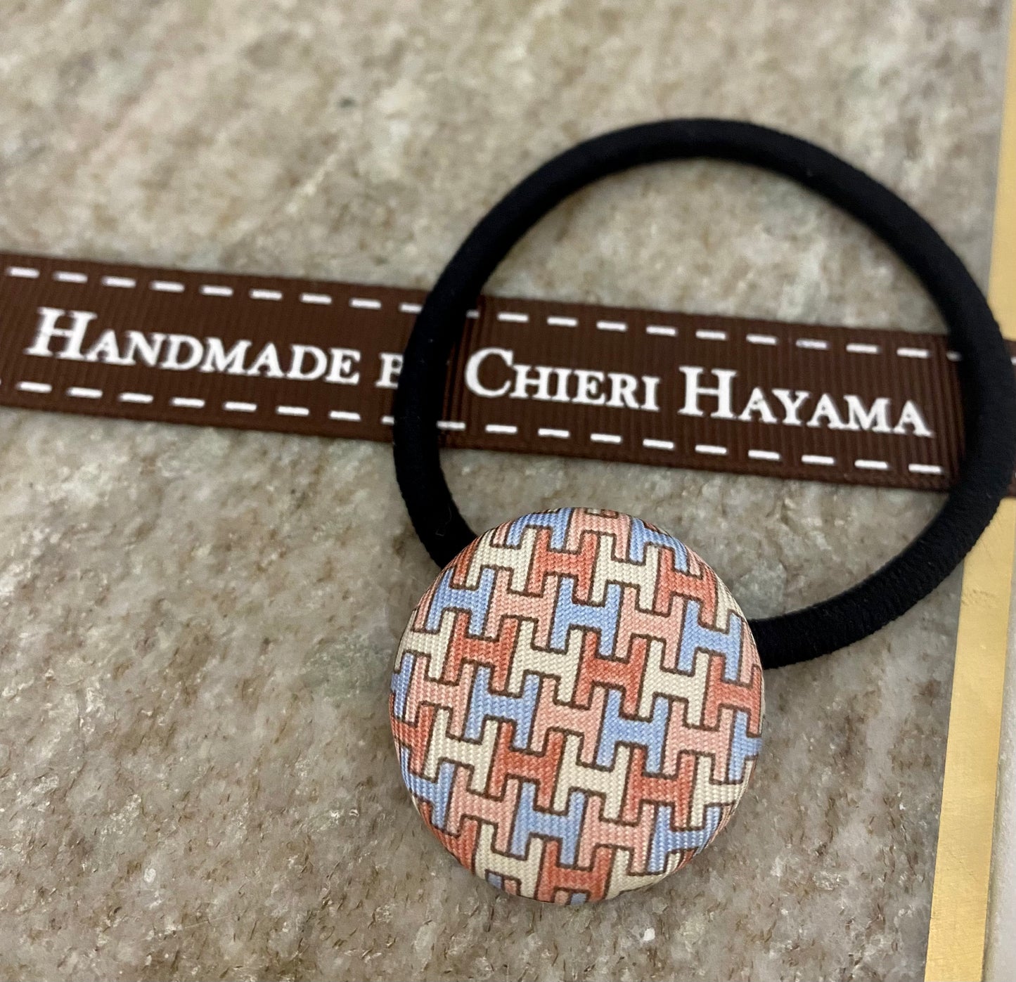 H-H0029- Peach/ Baby Blue/ Baby Pink "H" all over pattern - Hairband/ earring