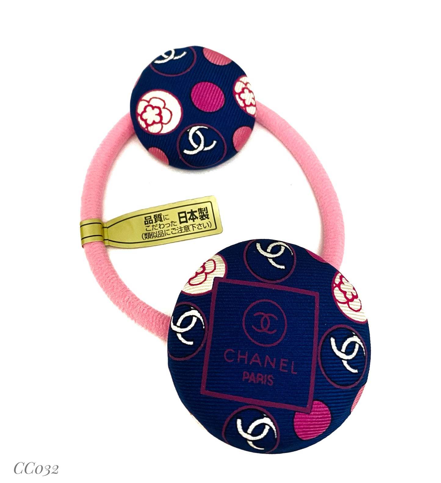 CC-Royal Blue & Pink Camellias- CC032- Flat Clip/ Hairband