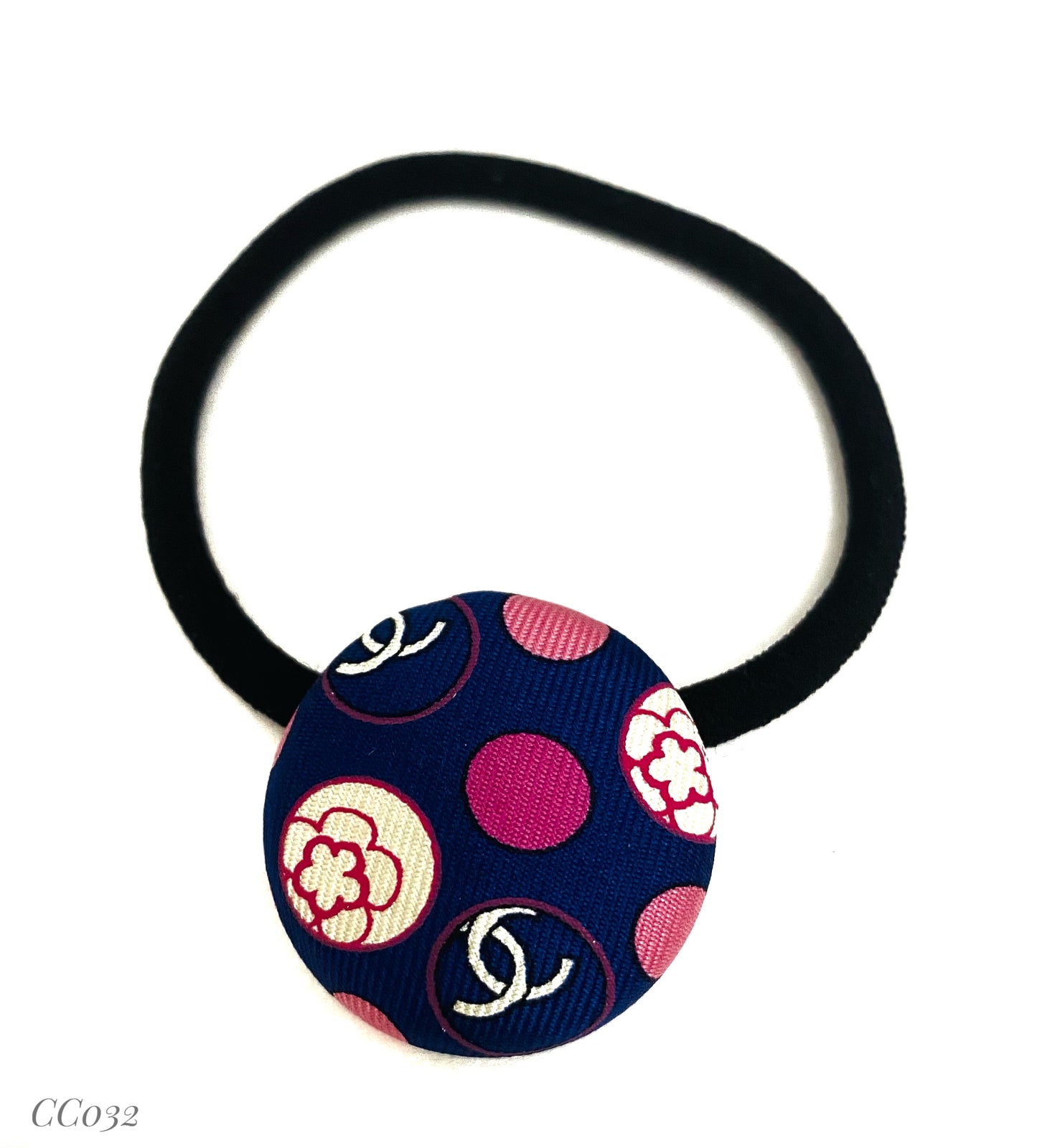 CC-Royal Blue & Pink Camellias- CC032- Flat Clip/ Hairband