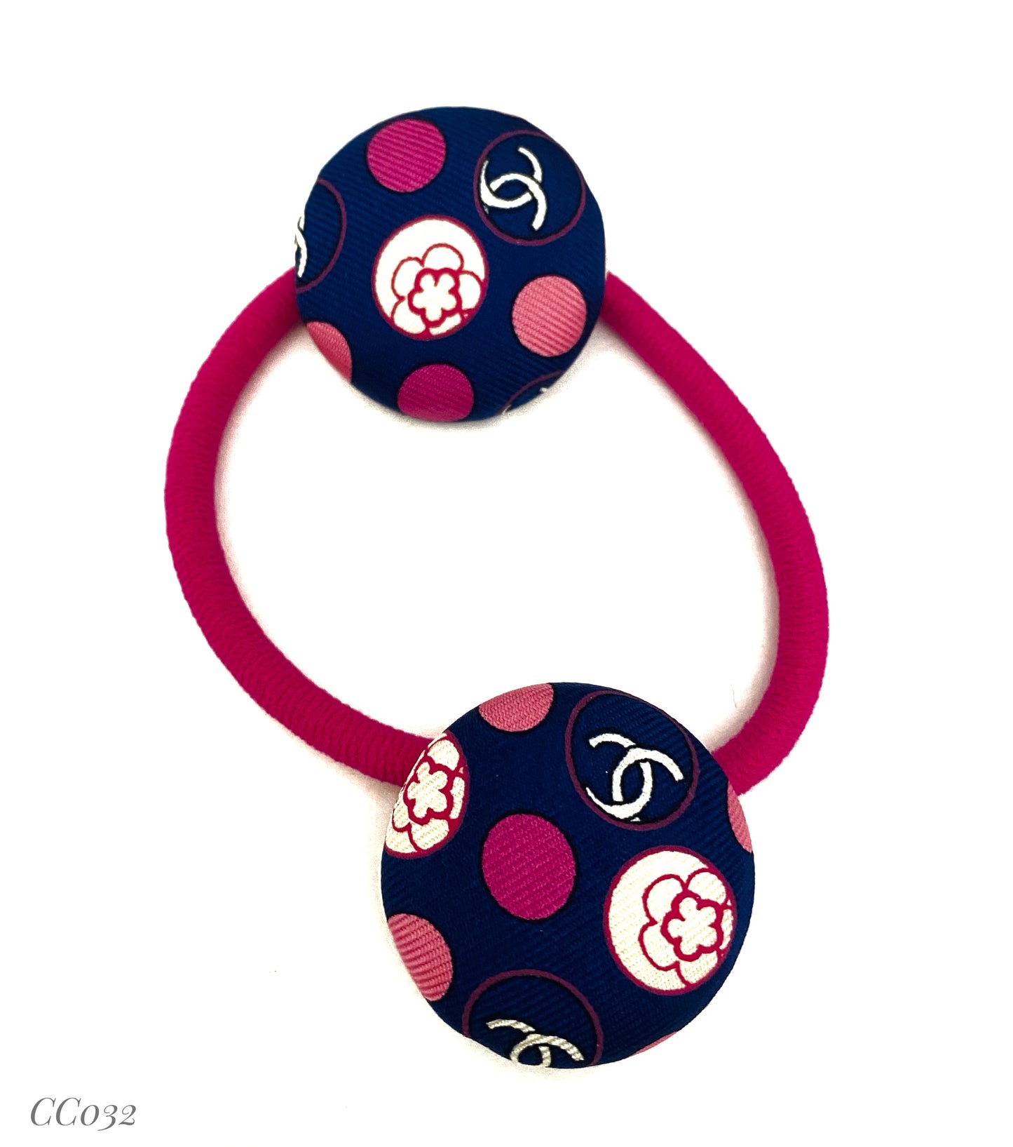 CC-Royal Blue & Pink Camellias- CC032- Flat Clip/ Hairband
