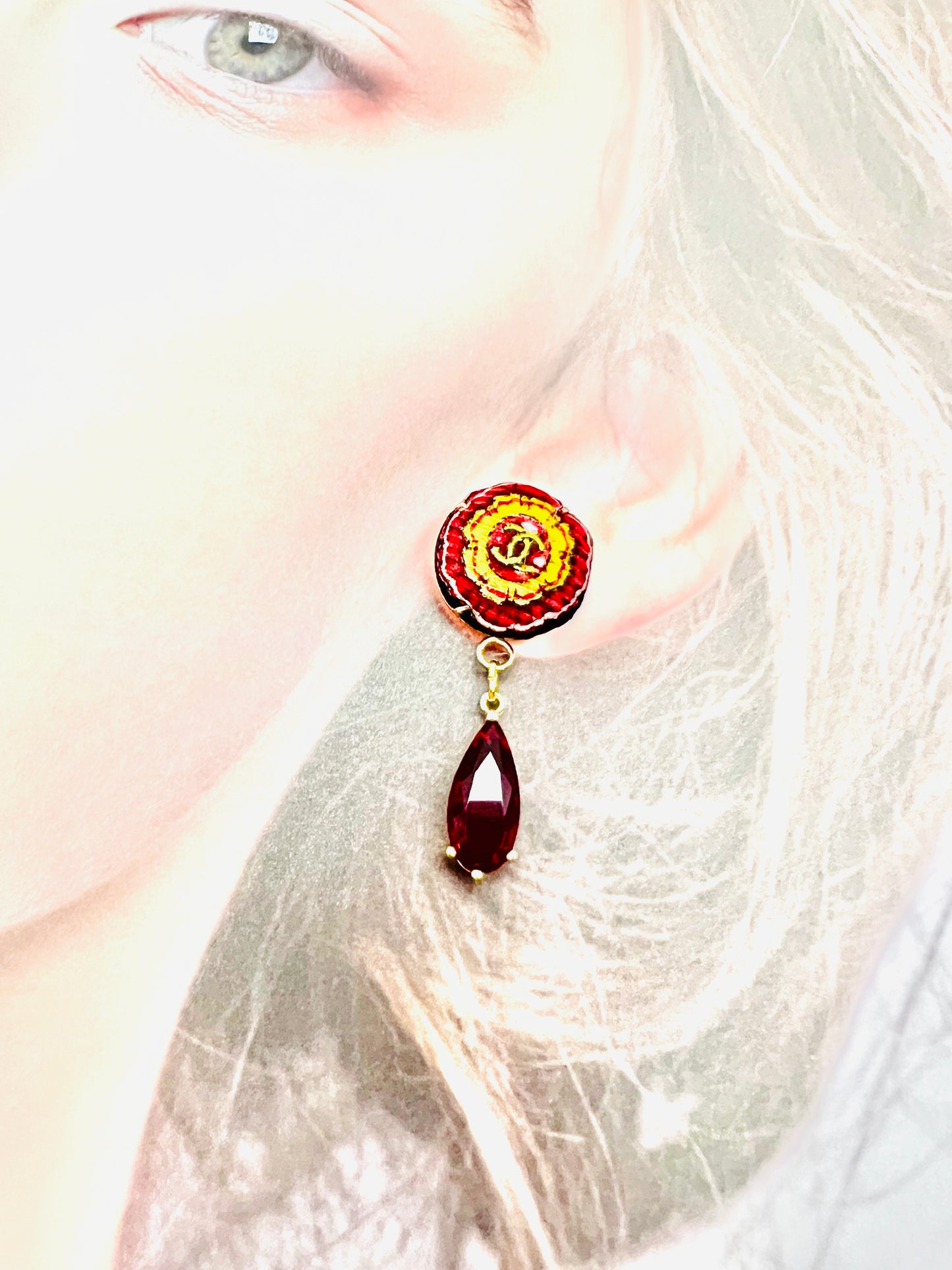 CC- Red Lucky Coin- CC061- earring