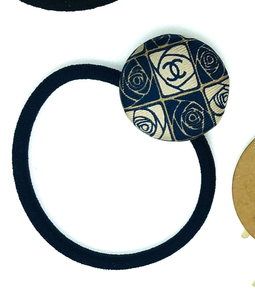 CC- Navy & Gold Camellias- CC040- Hairband