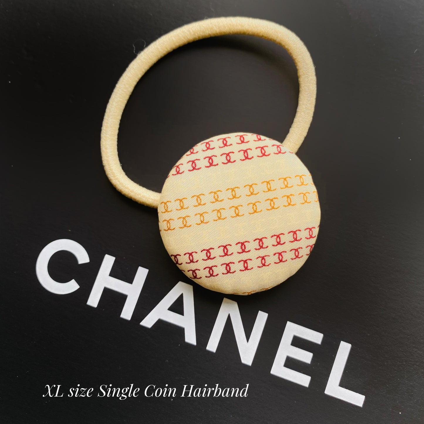 CC- Beige & ruby CC monogram- CC0030 - Headband / earring/ hairband