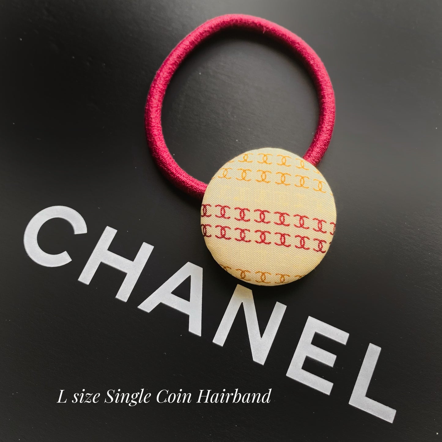 CC- Beige & ruby CC monogram- CC0030 - Headband / earring/ hairband