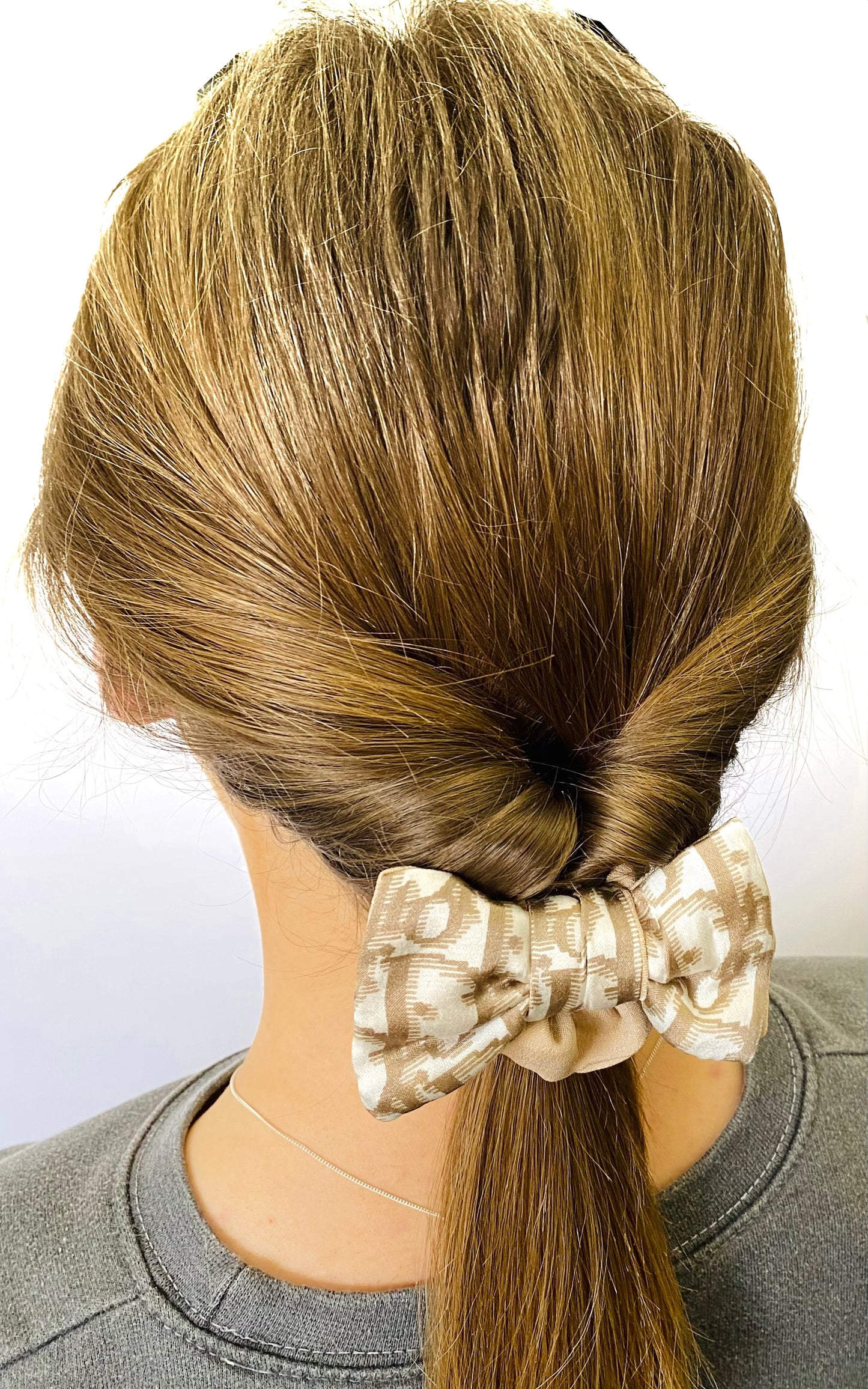D-D Gold monogram- Big Ribbon Scrunchie