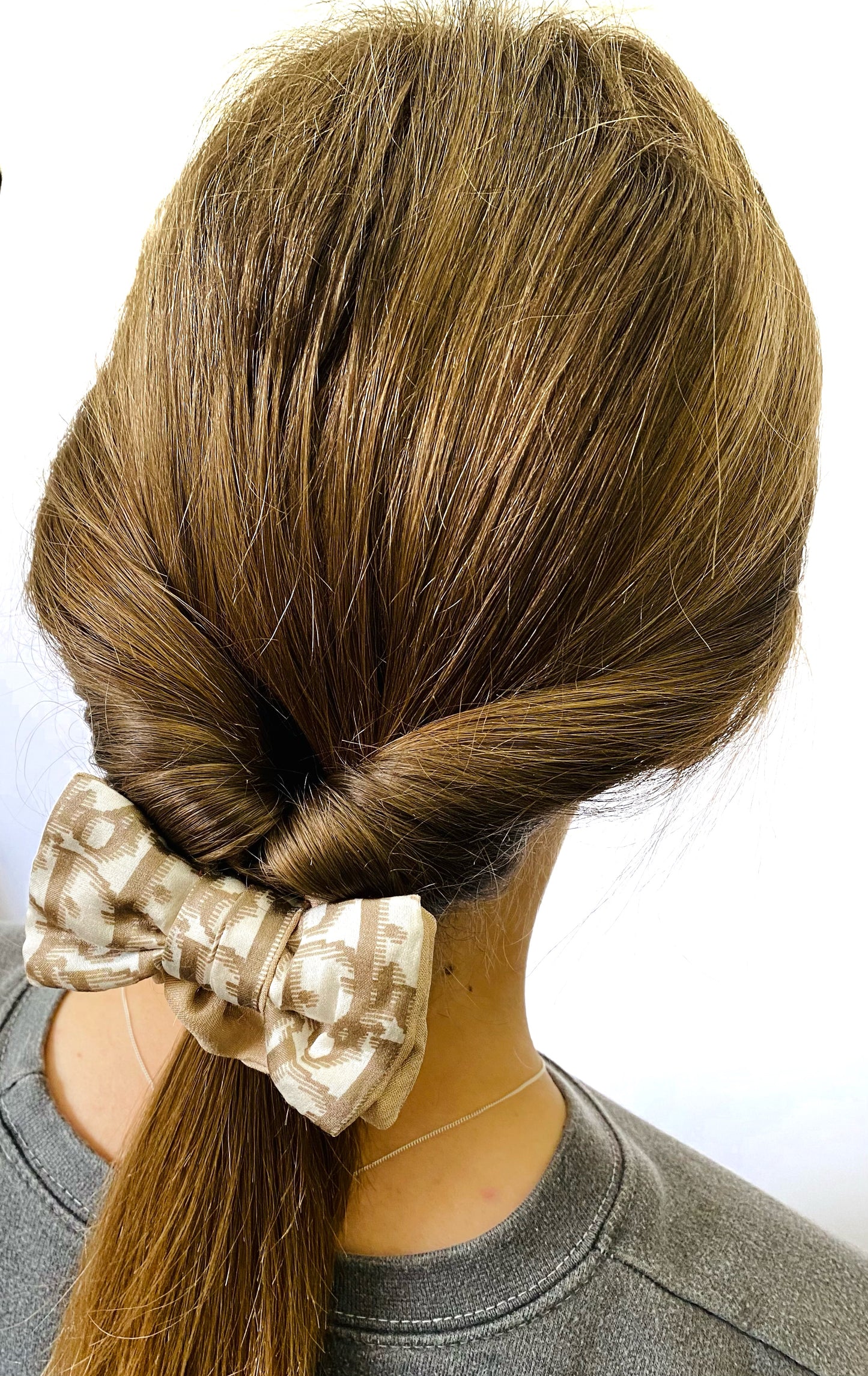 D-D Gold monogram- Big Ribbon Scrunchie