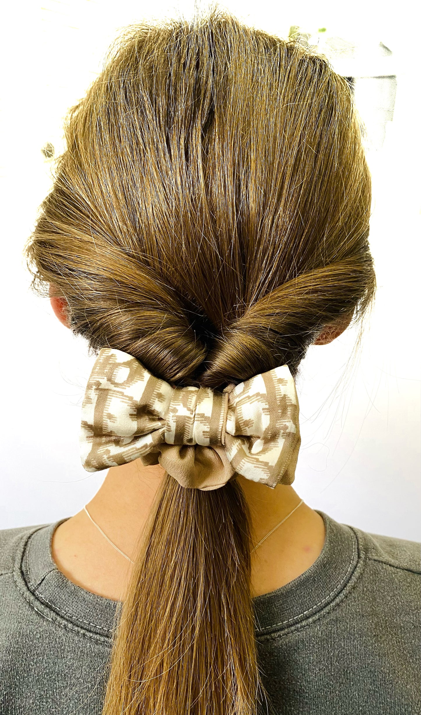 D-D Gold monogram- Big Ribbon Scrunchie