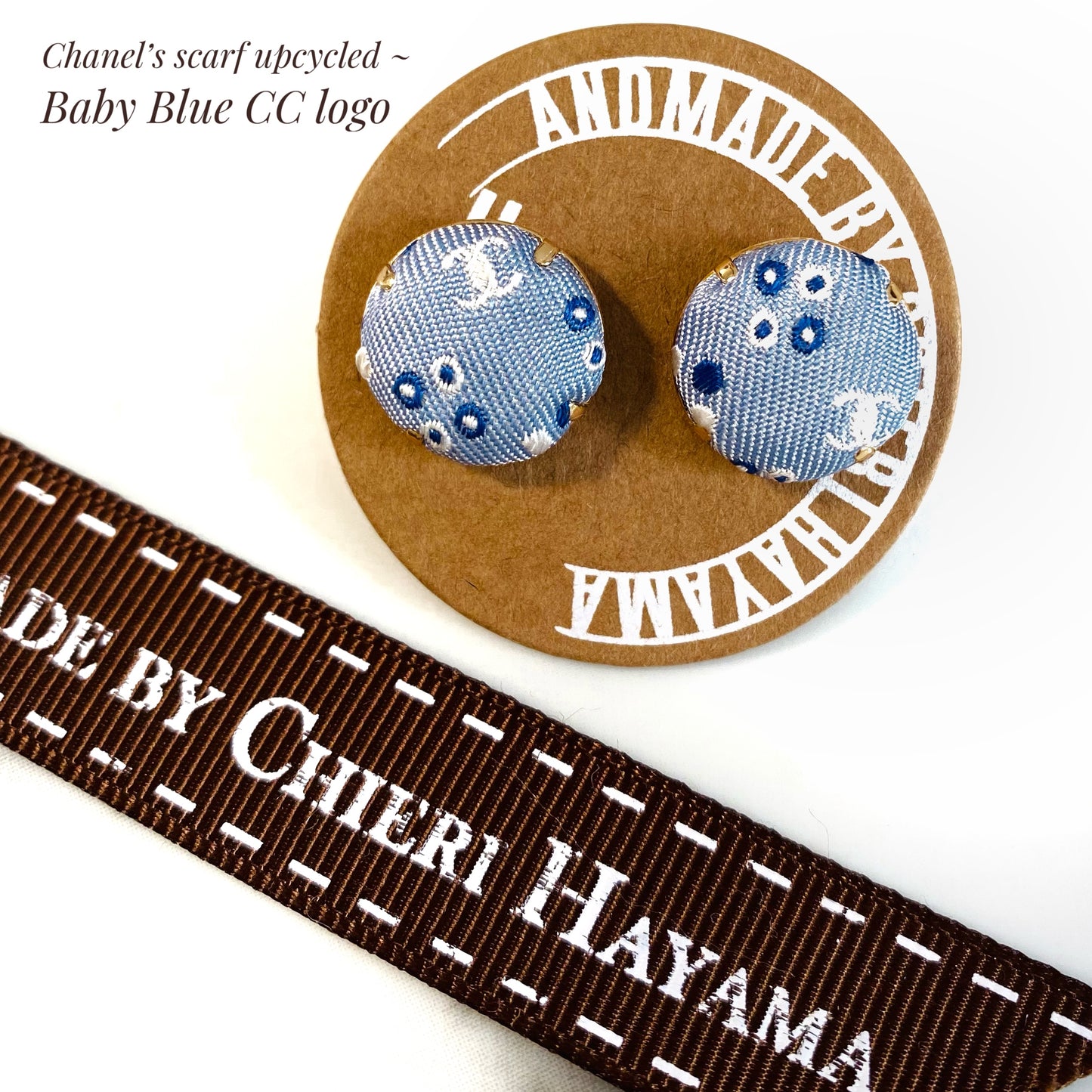 CC-Robin egg & white with CC logo- CC004- Hairband/ earring