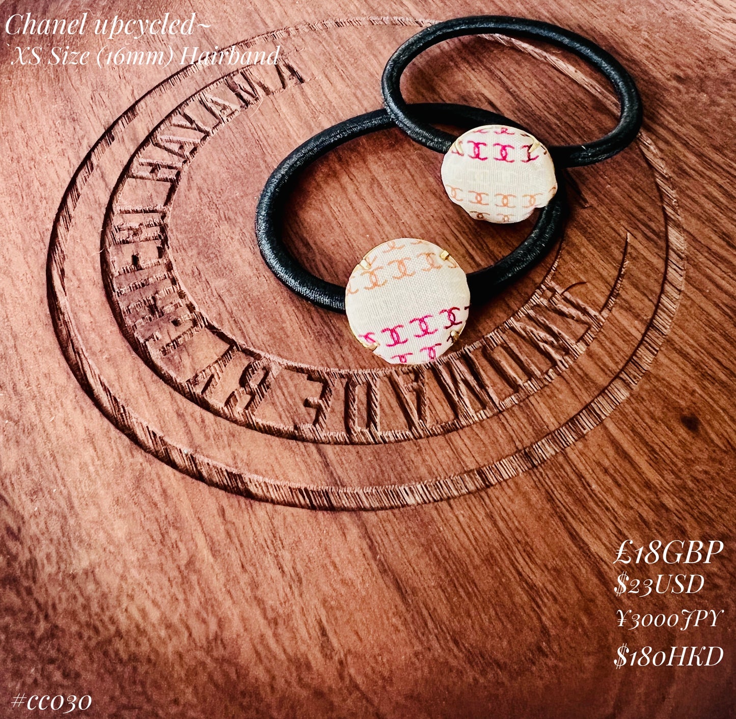 CC- Beige & ruby CC monogram- CC0030 - Headband / earring/ hairband