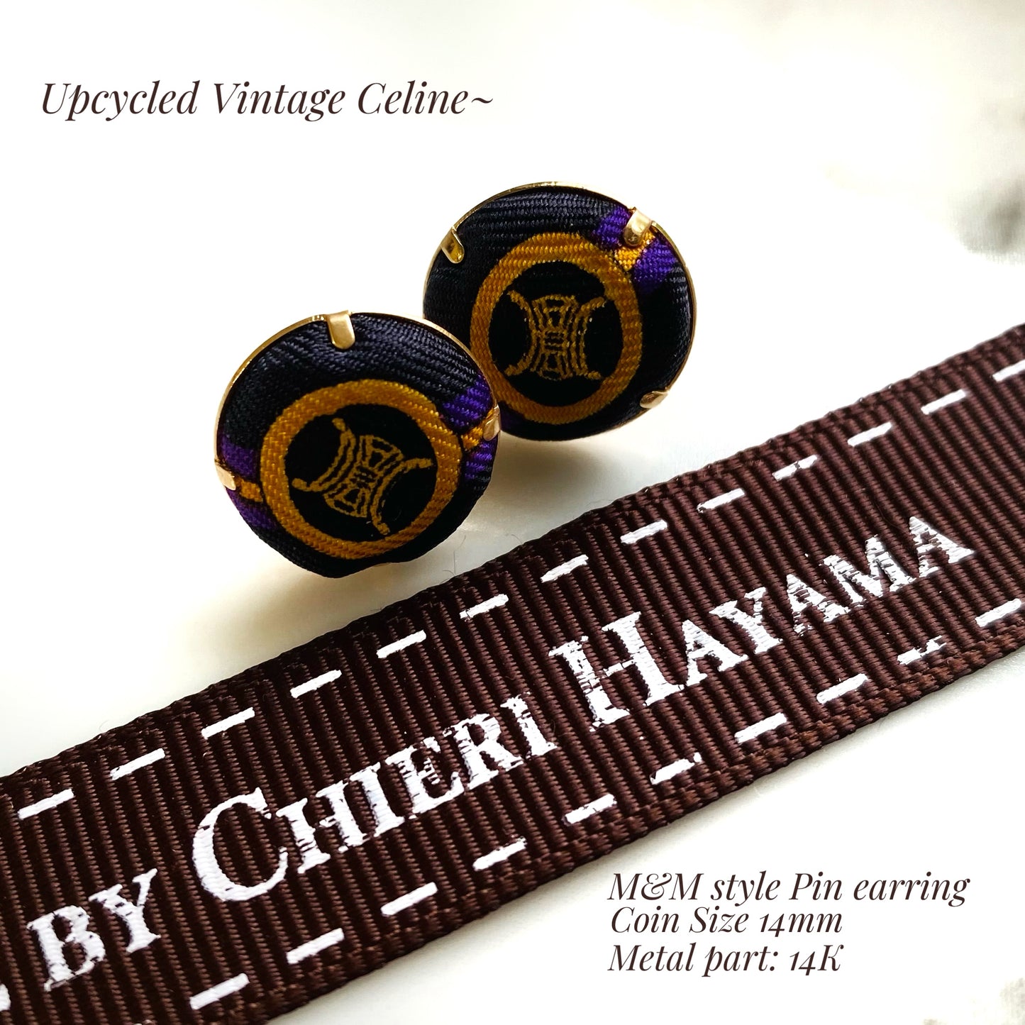 C-C black & purple strip- earring