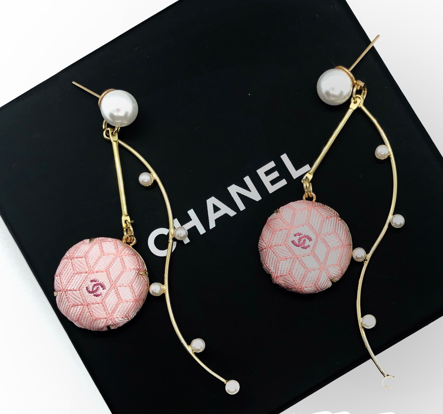 CC- Pink Japanese Kimono pattern with CC logo- CC014- hairband/ earring/ hair pin