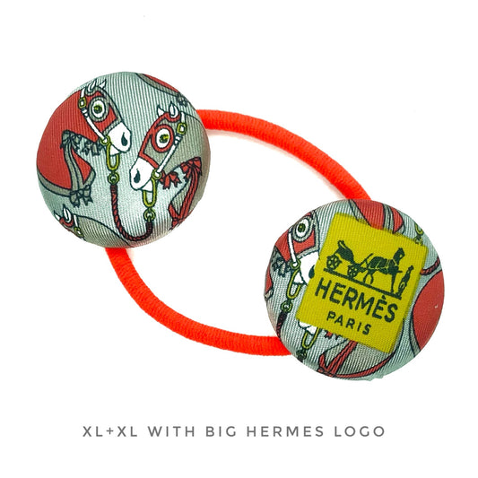 H-H0008- Pewter Grey with big Orange Horse - Hairband