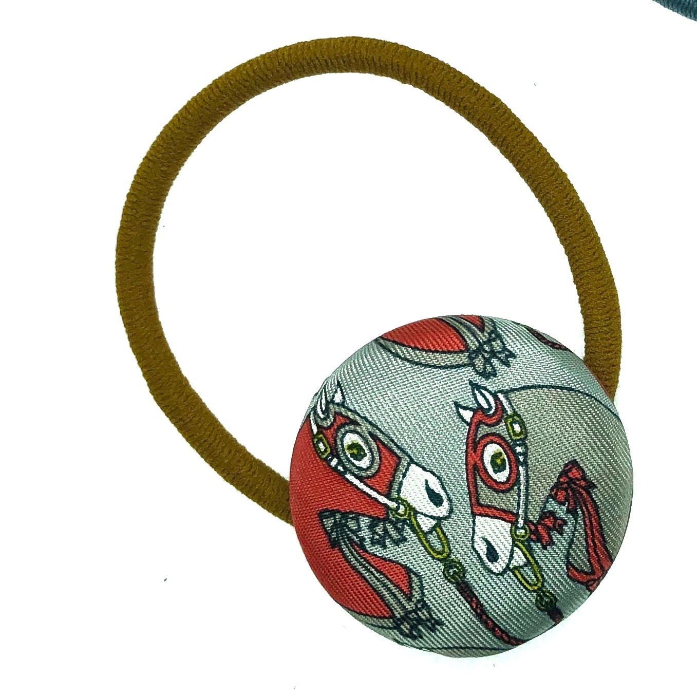 H-H0008- Pewter Grey with big Orange Horse - Hairband