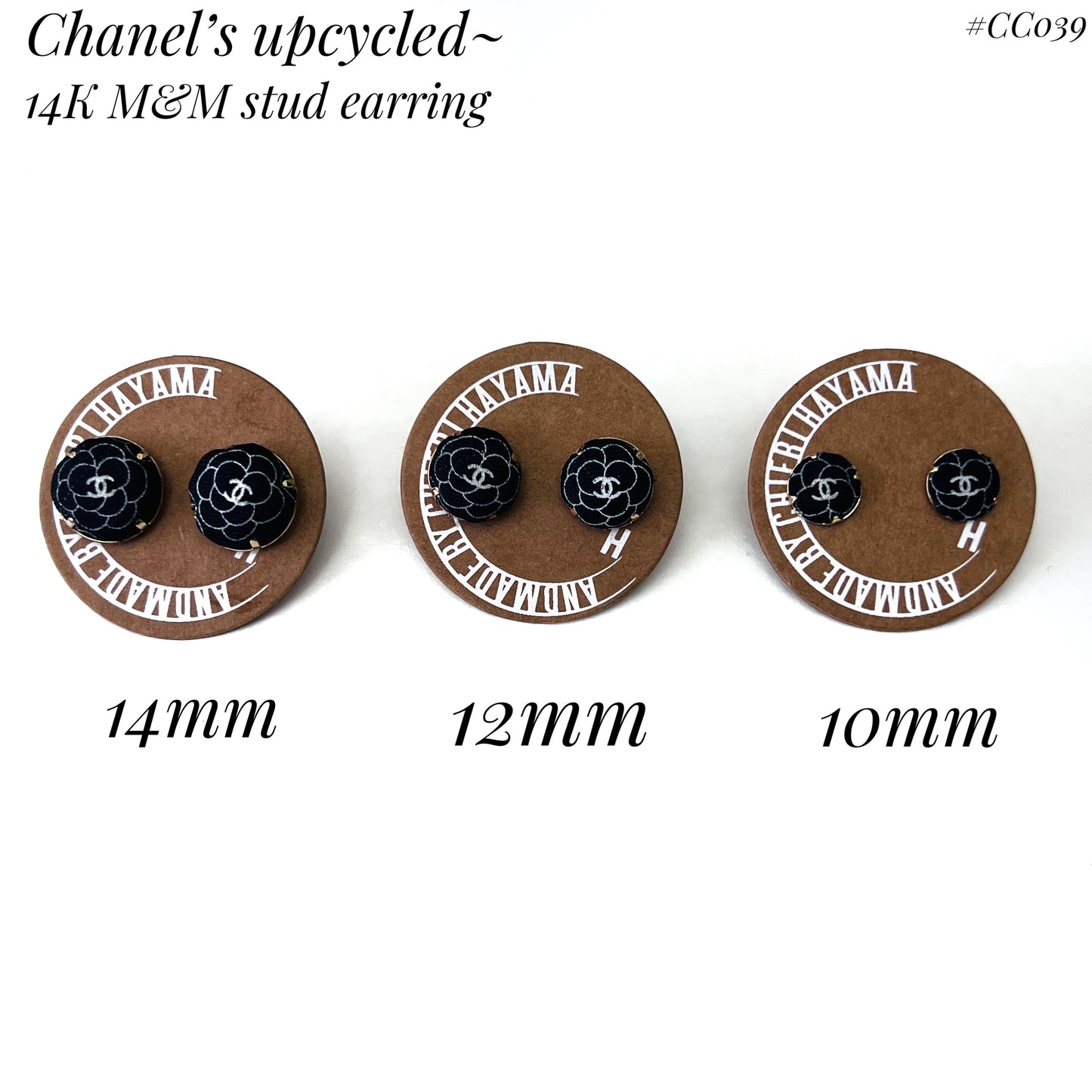 CC- Black & White Camellias with CC logo CC039- earrings