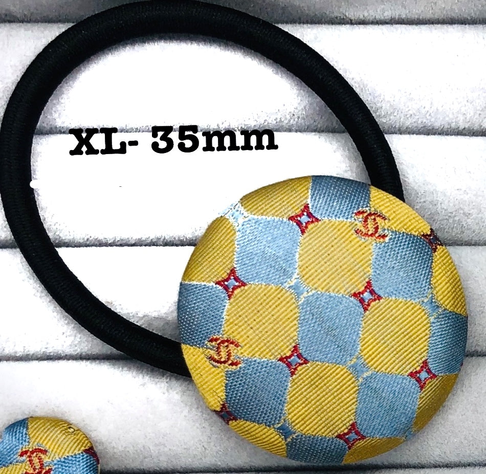 CC- Cobblestone & Slate Square pattern with Ruby CC monogram- CC033 - hairband