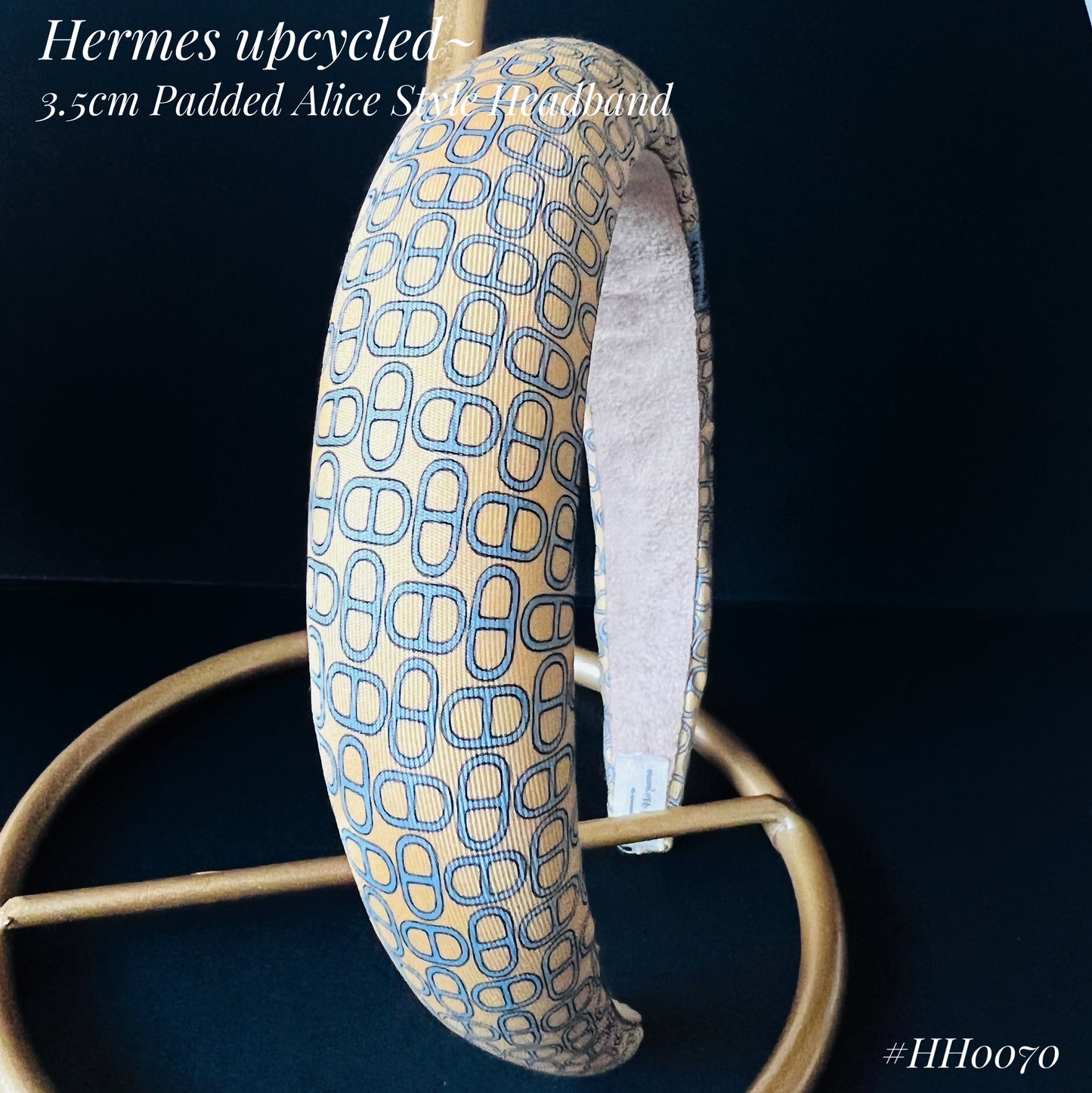 H-H0070 Sunflower Yellow & Copen Grey Maillon pattern- Alice style headband