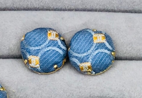 CC- Delft Blue & Duckling Yellow CC monogram- CC018 - earring/ hairband
