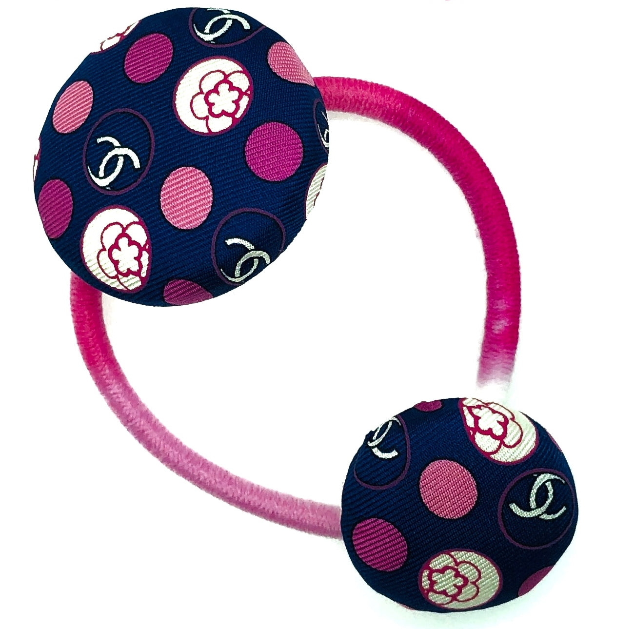 CC-Royal Blue & Pink Camellias- CC032- Flat Clip/ Hairband
