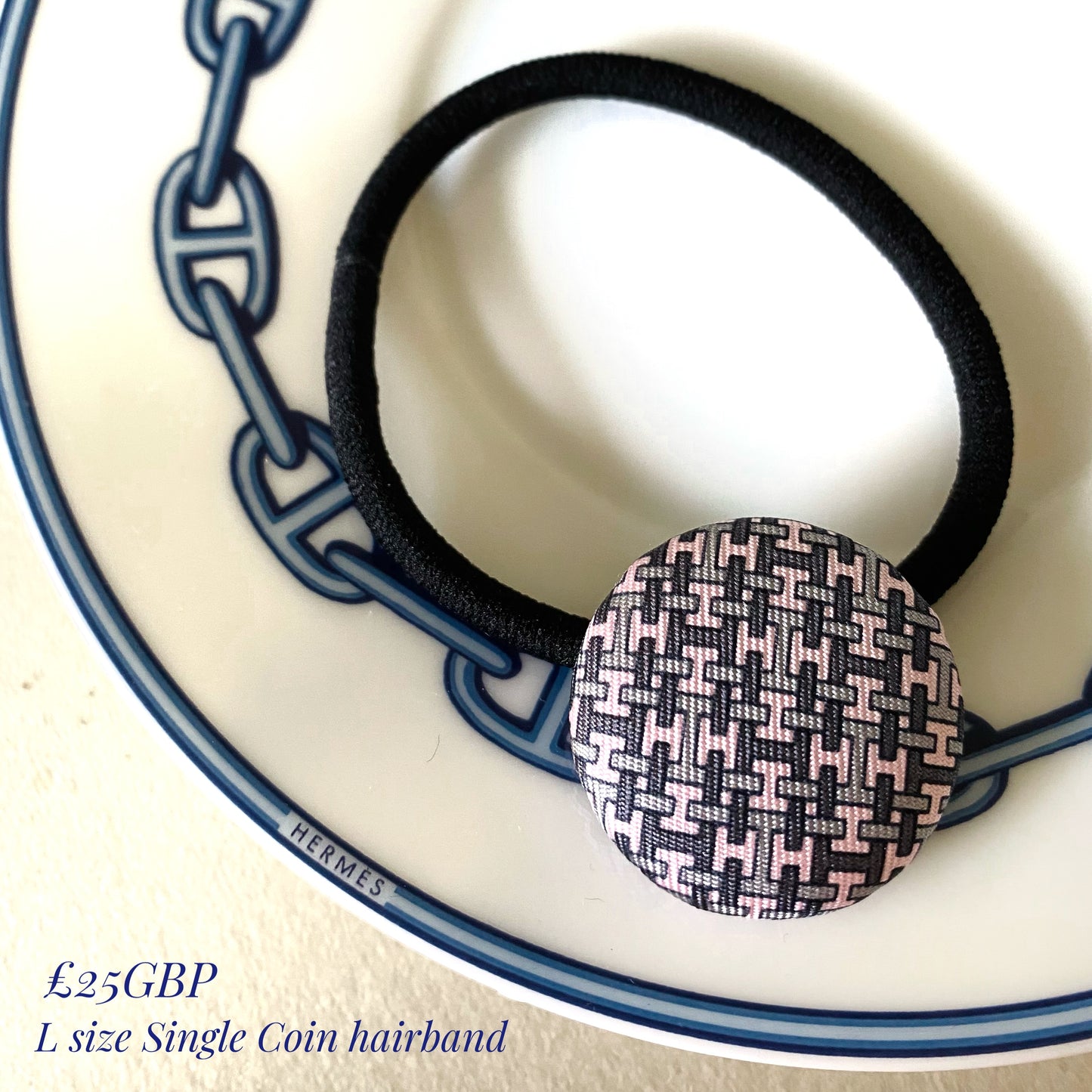 H-H0027- light pink & 2 shape of grey H Hairband