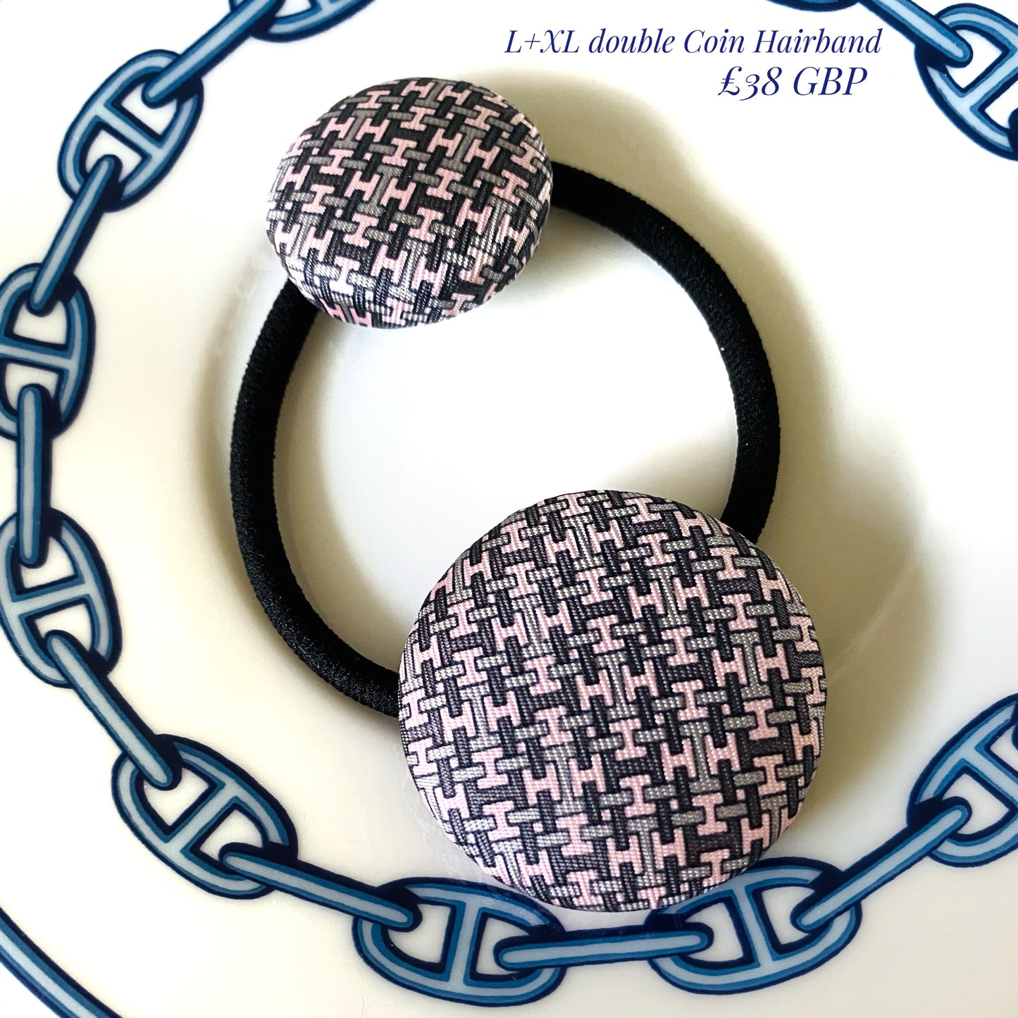 H-H0027- light pink & 2 shape of grey H Hairband