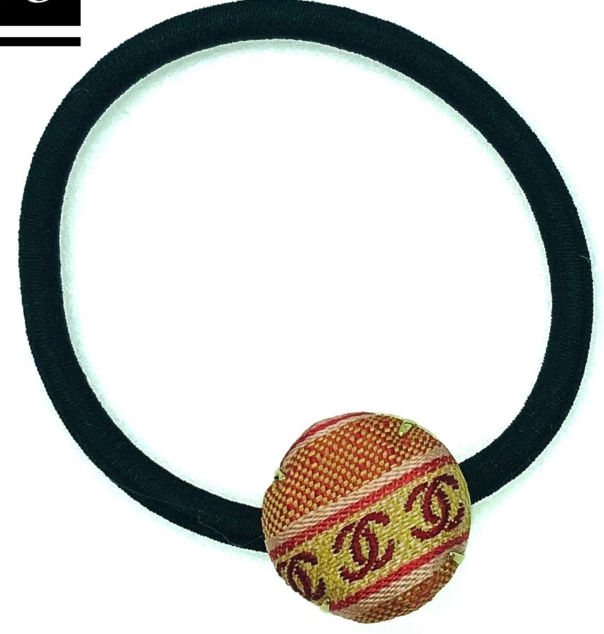 CC- Tangerine & Poppy orange Strip CC logo CC017 - 6 coins style Hairclip