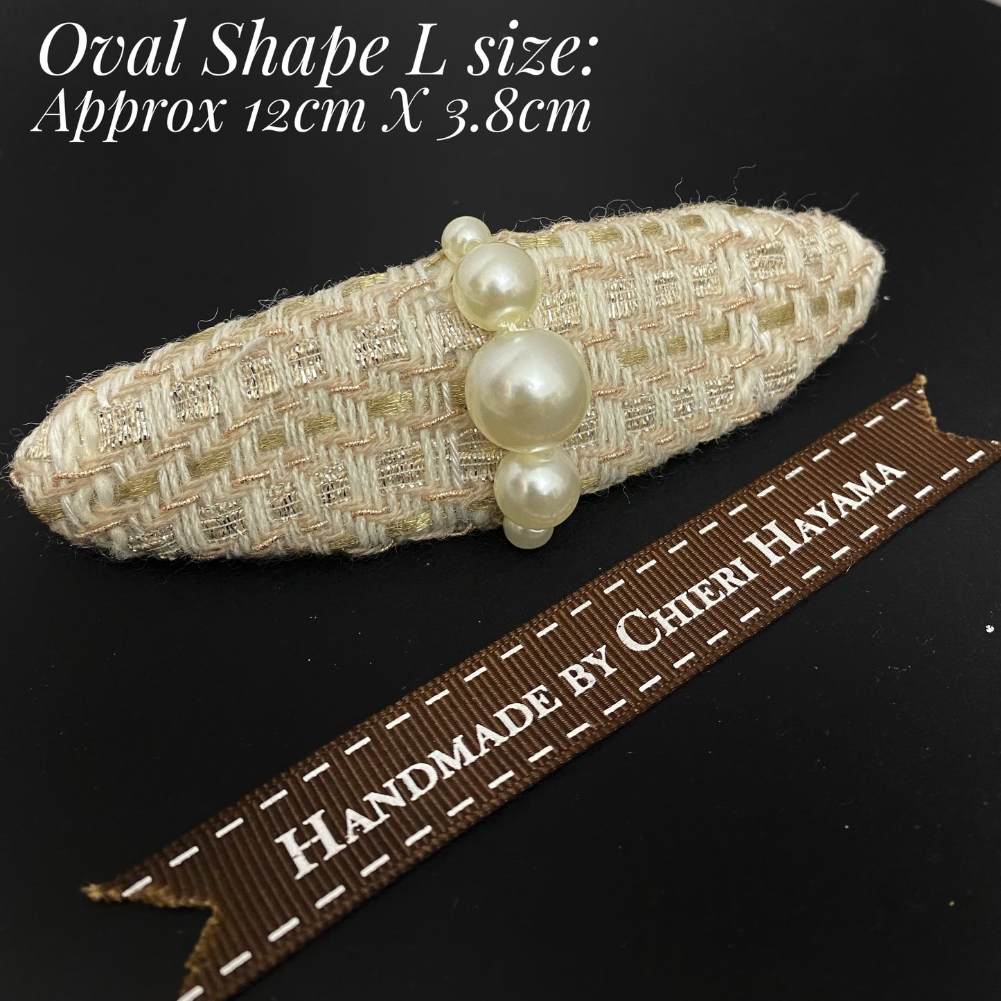 Handmade Linton Tweeds hairclip oval shape, pearl clip, occasion wear, women hair accessory gift