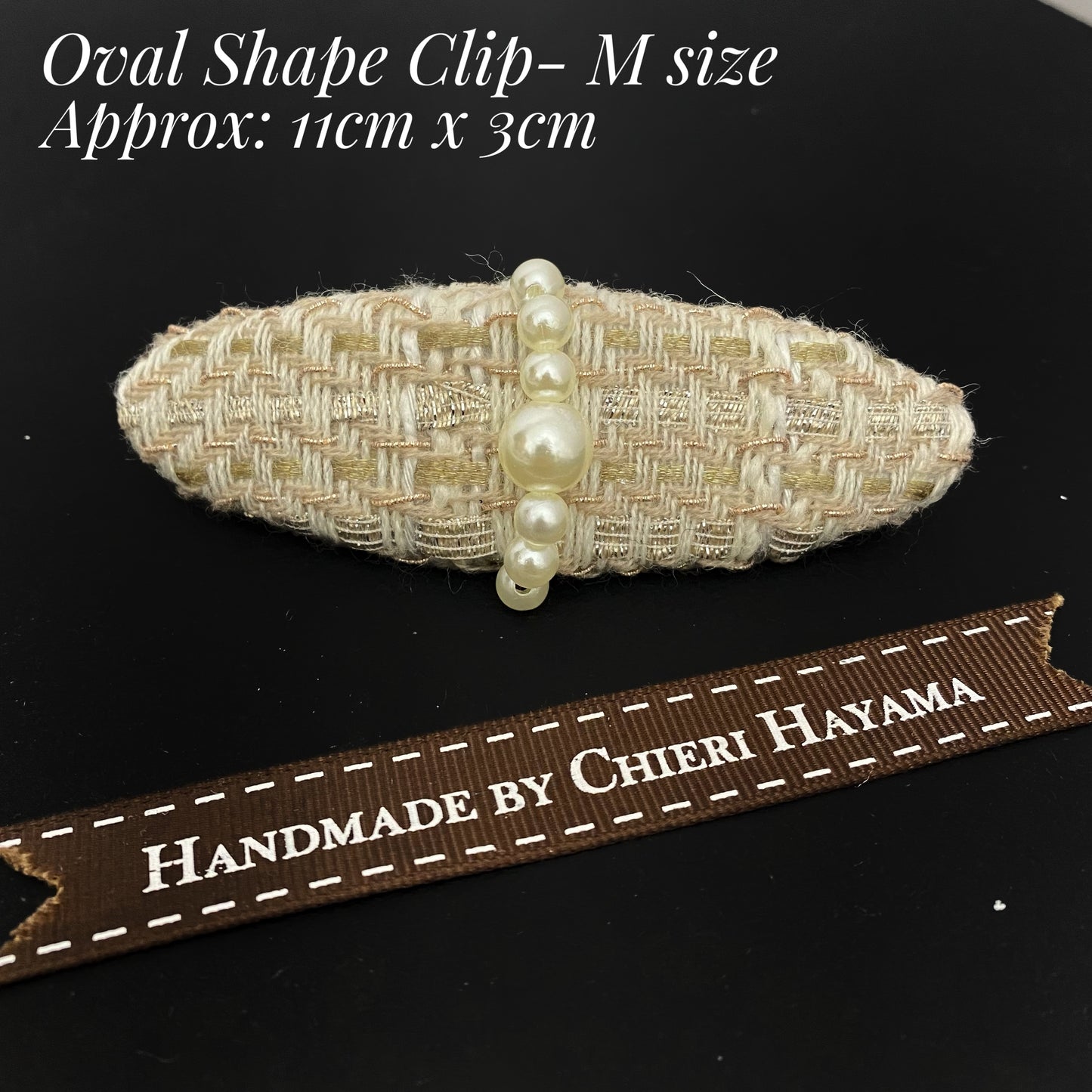 Handmade Linton Tweeds hairclip oval shape, pearl clip, occasion wear, women hair accessory gift