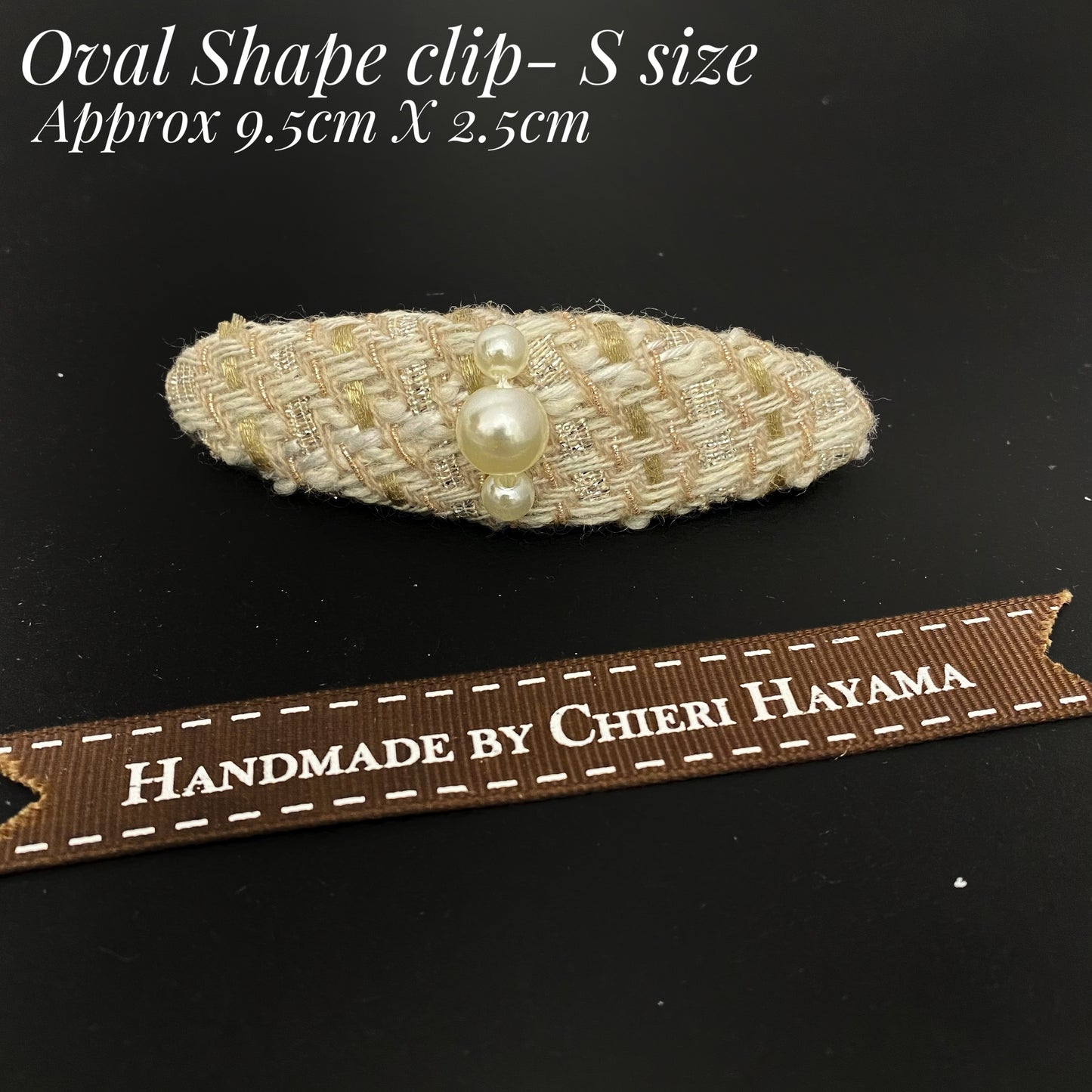 Handmade Linton Tweeds hairclip oval shape, pearl clip, occasion wear, women hair accessory gift
