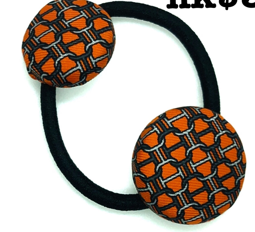 H-H Orange & Black iconic Maillon pattern H0007- Hairband/ earring/ O-shape Clip