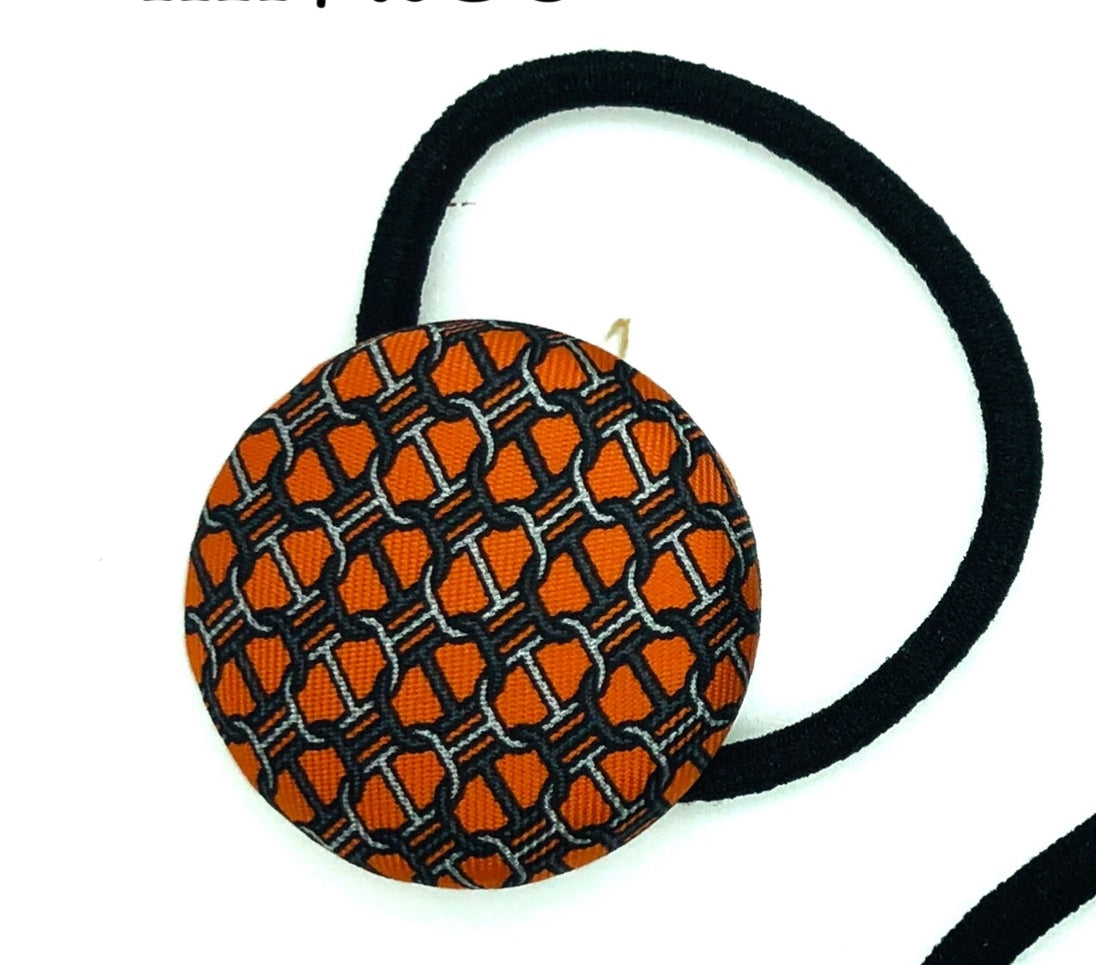 H-H Orange & Black iconic Maillon pattern H0007- Hairband/ earring/ O-shape Clip