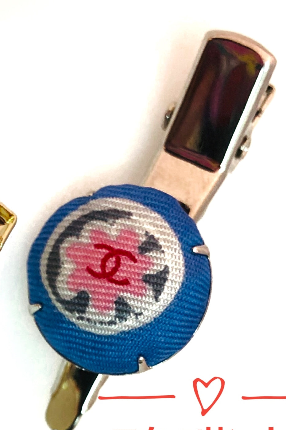 CC-Blue Jay & Pink Flower- CC005- Flat Clip/ mini duck clip