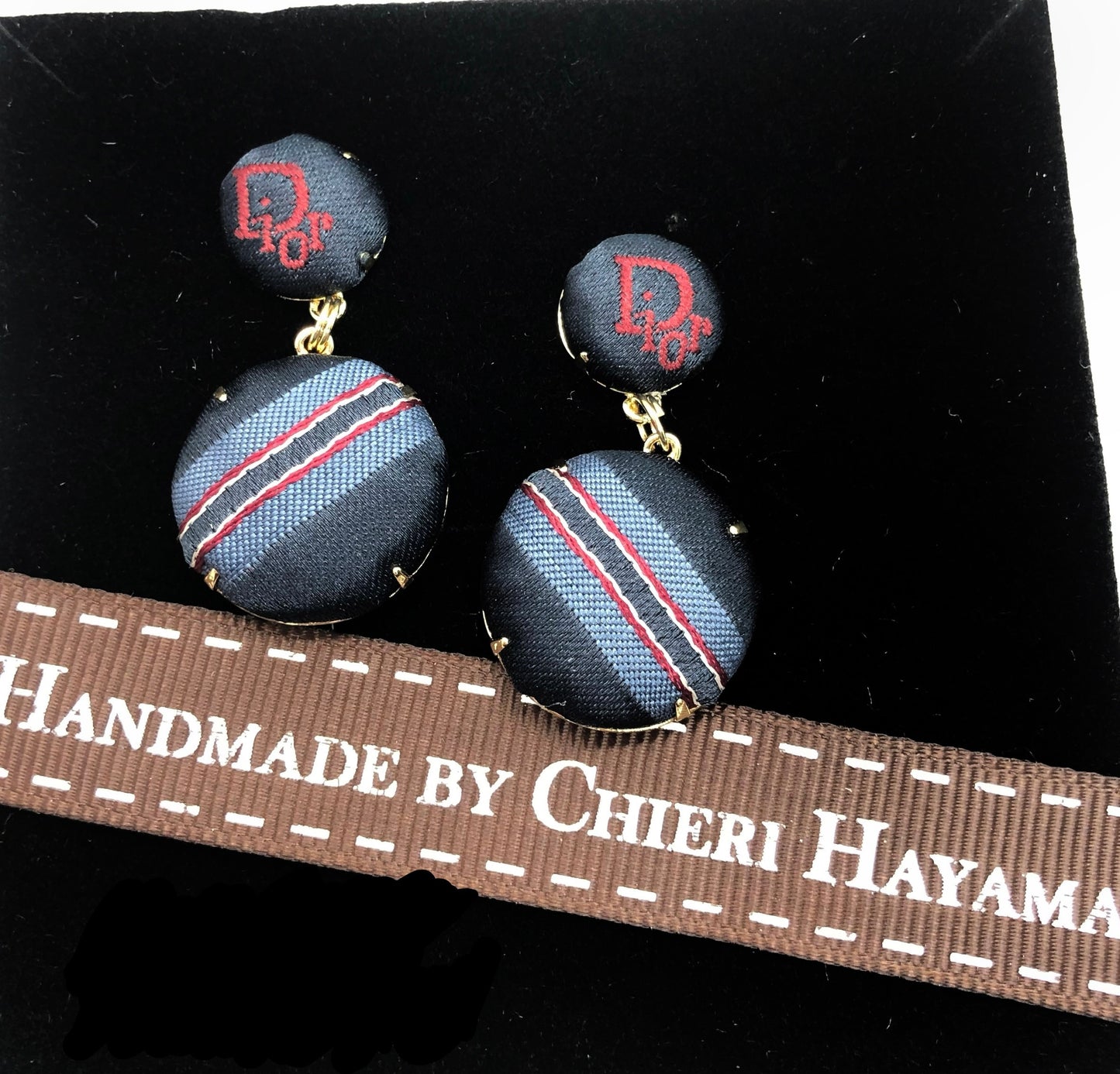 D-Drop earring- navy