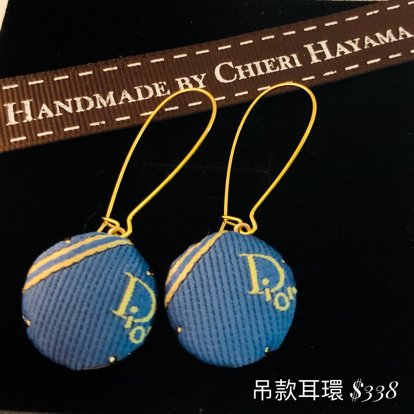 D-Drop earring- navy