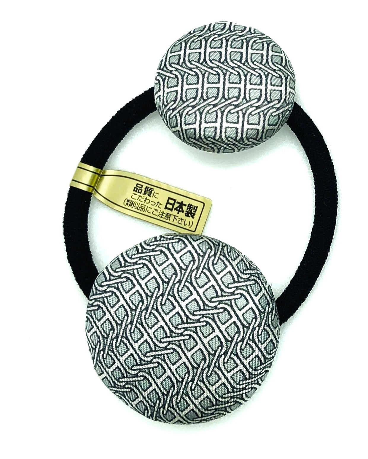 H-H0018- light grey with White iconic Maillon pattern - hairband/ earring