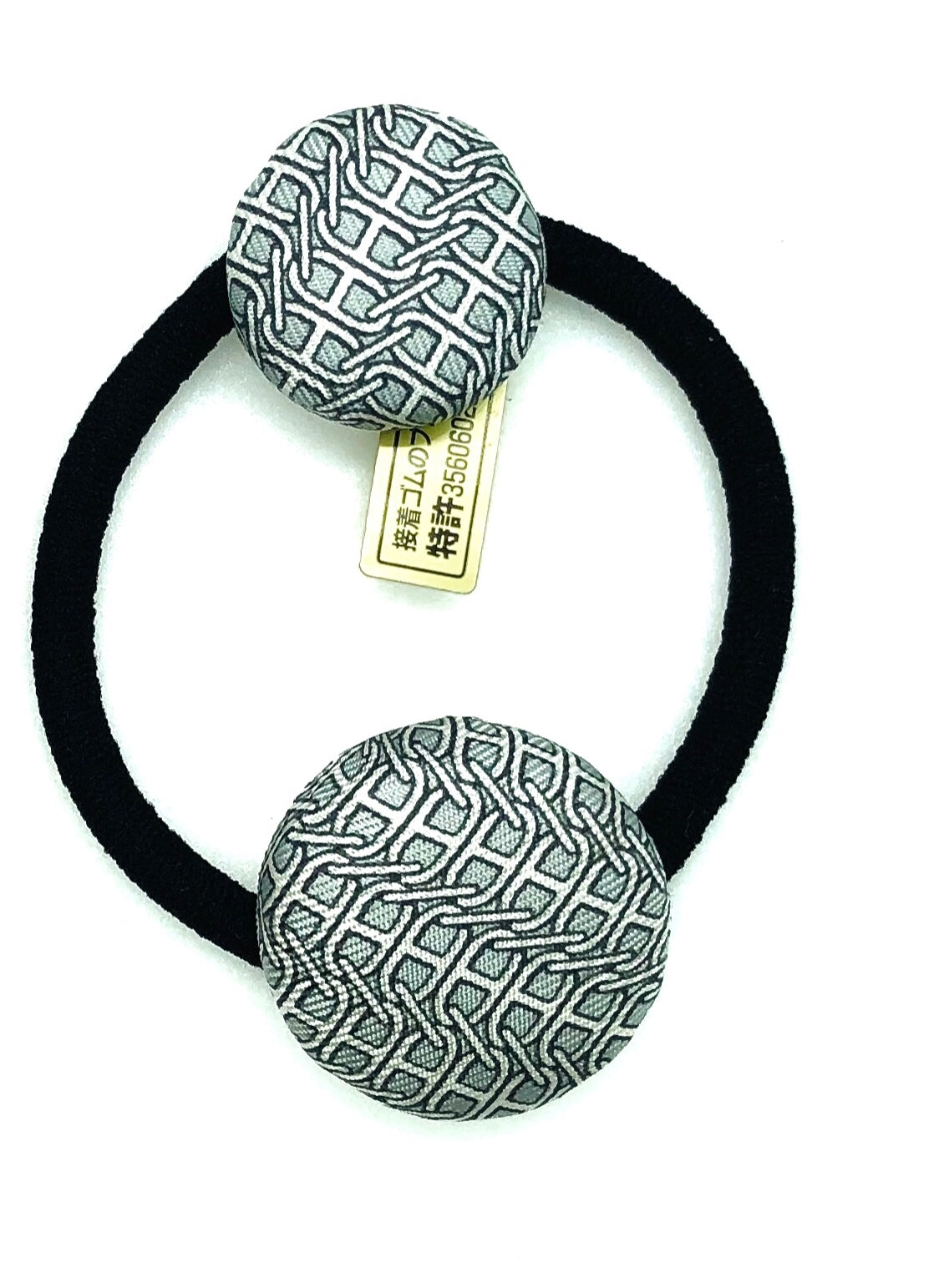 H-H0018- light grey with White iconic Maillon pattern - hairband/ earring