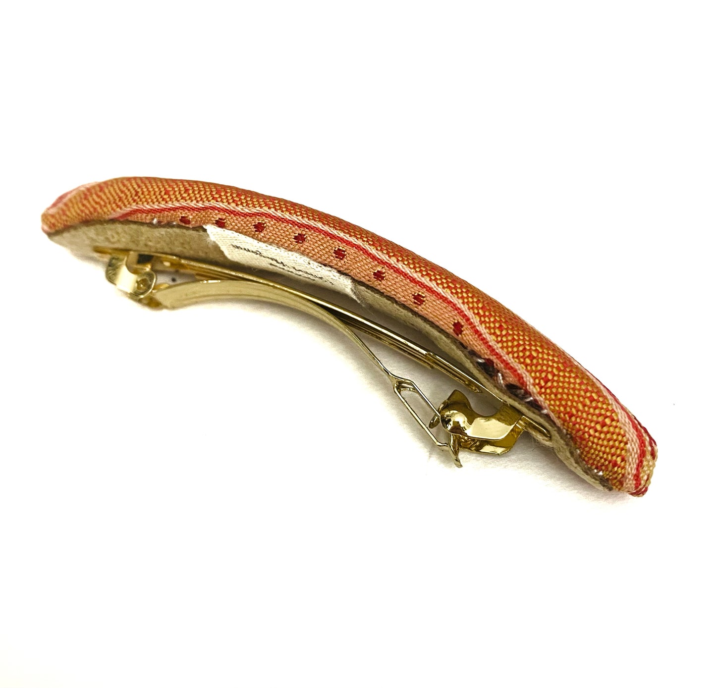 CC- Tangerine & Poppy orange Strip CC logo CC017 - 6 coins style Hairclip