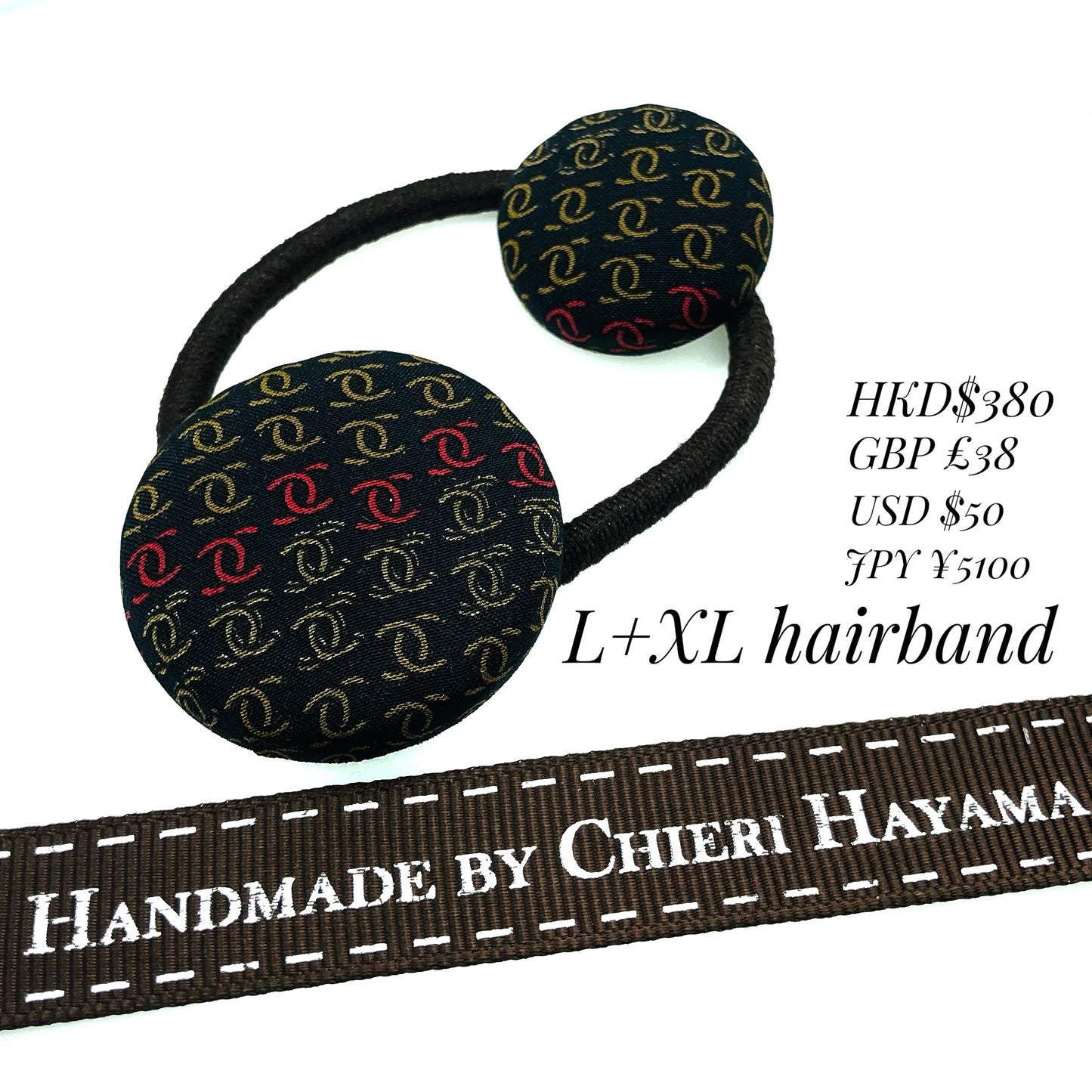 CC-Black with Bison & Cardinal CC logo- CC047- Headband/ Hairband/ Scrunchie