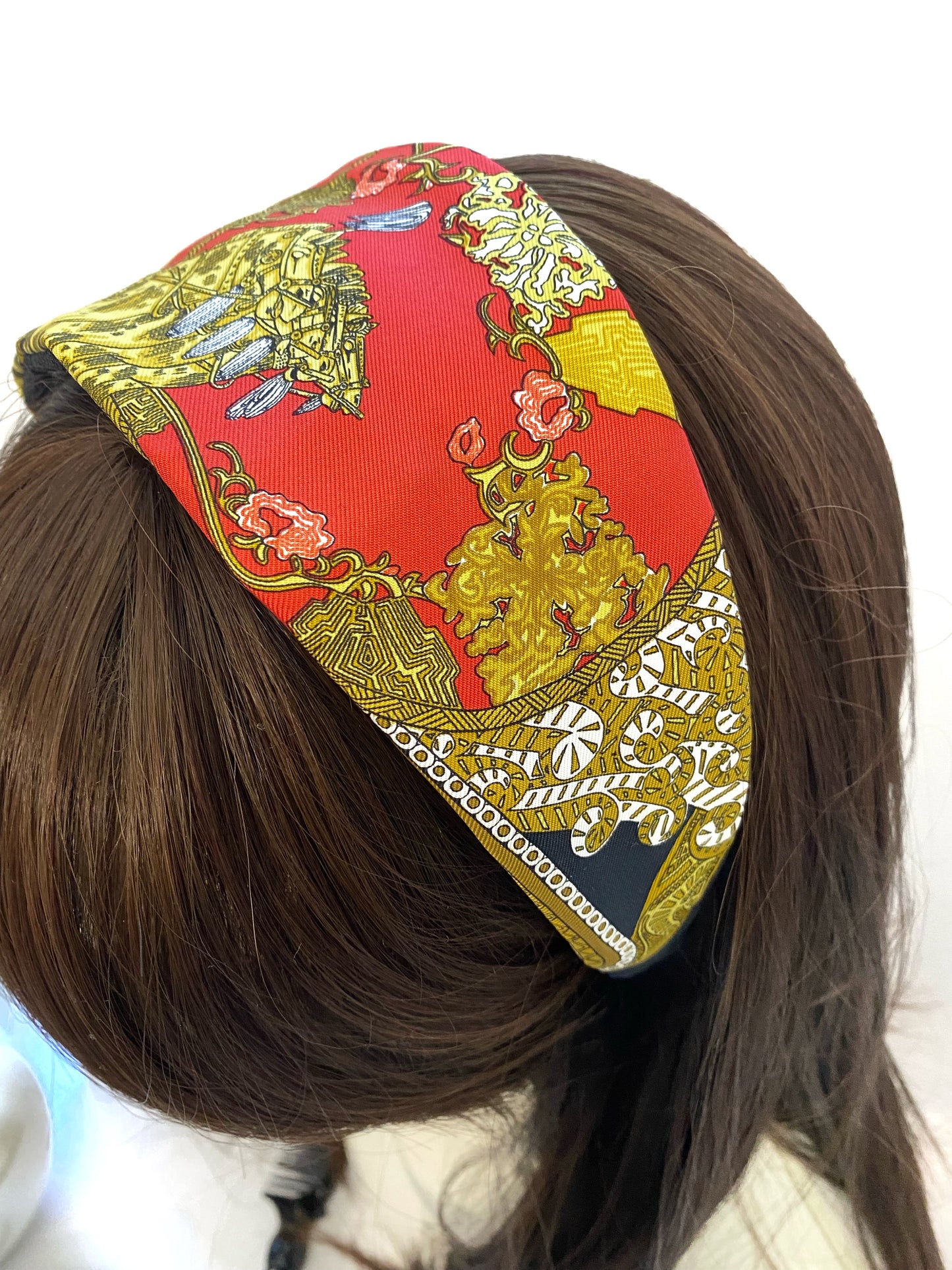 H-H Classic Vintage Pattern Black/Gold/Red - Headband style 1
