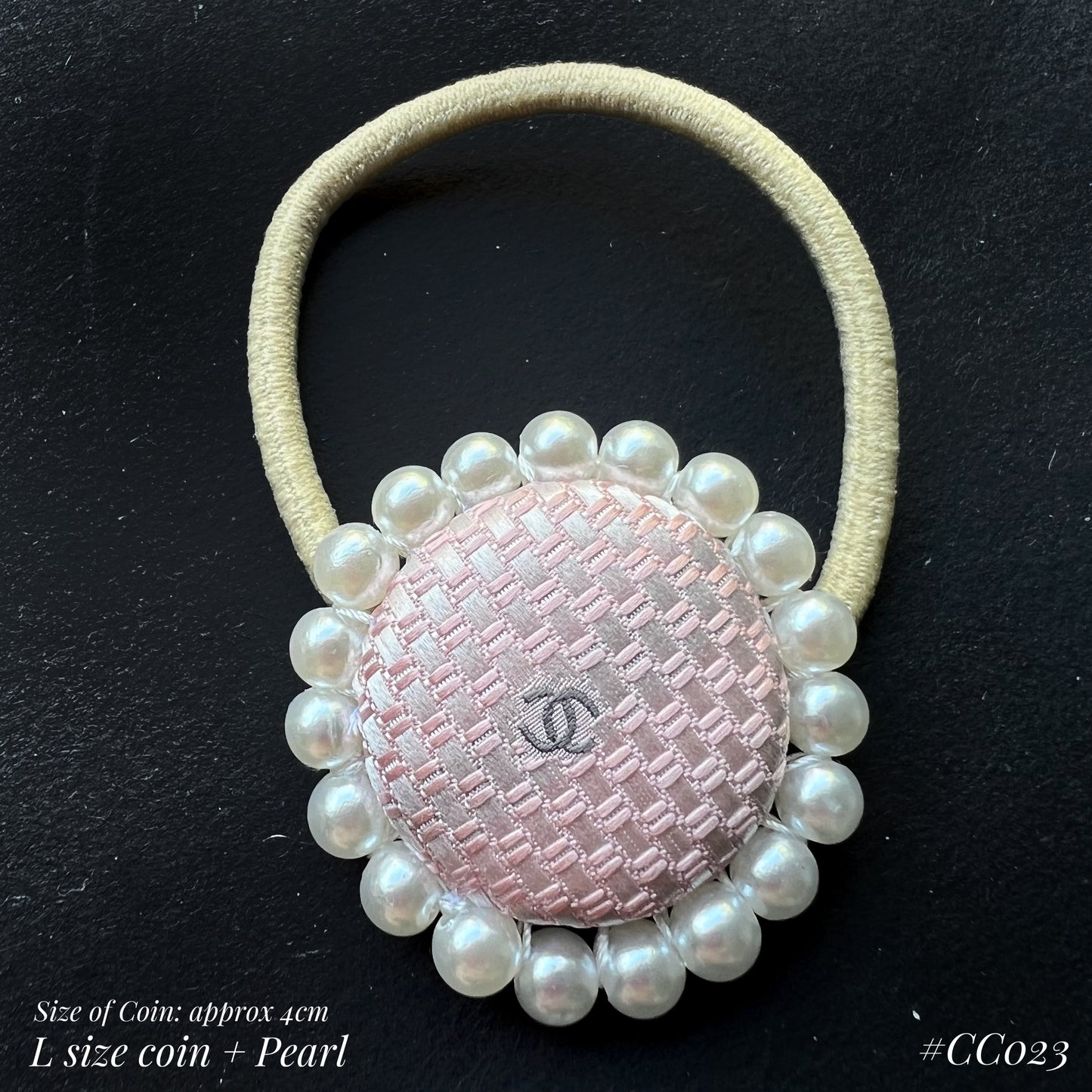 CC- Pink Tweeds & Pearl CC logo- CC023- hairband collection