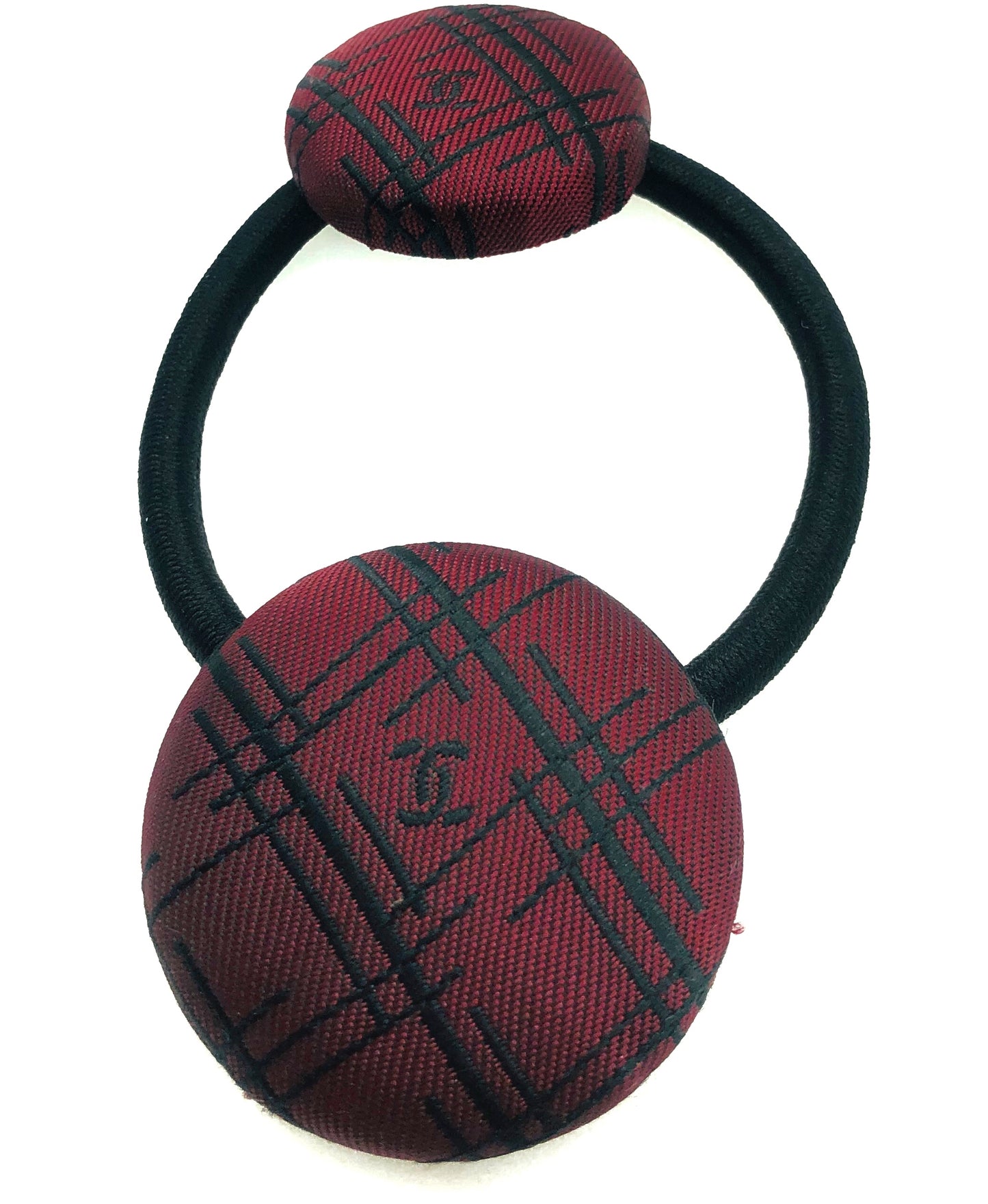 CC- Crimson Red & indigo Checks pattern with CC logo CC016- Scrunchie/ Hairband