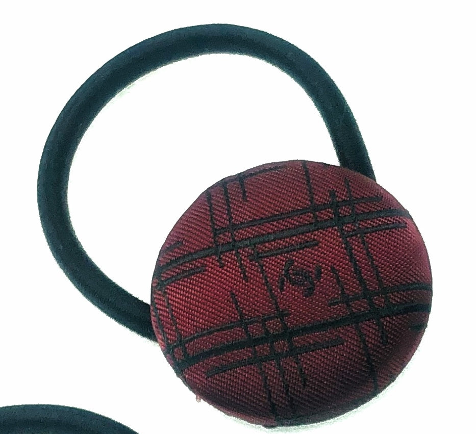 CC- Crimson Red & indigo Checks pattern with CC logo CC016- Scrunchie/ Hairband