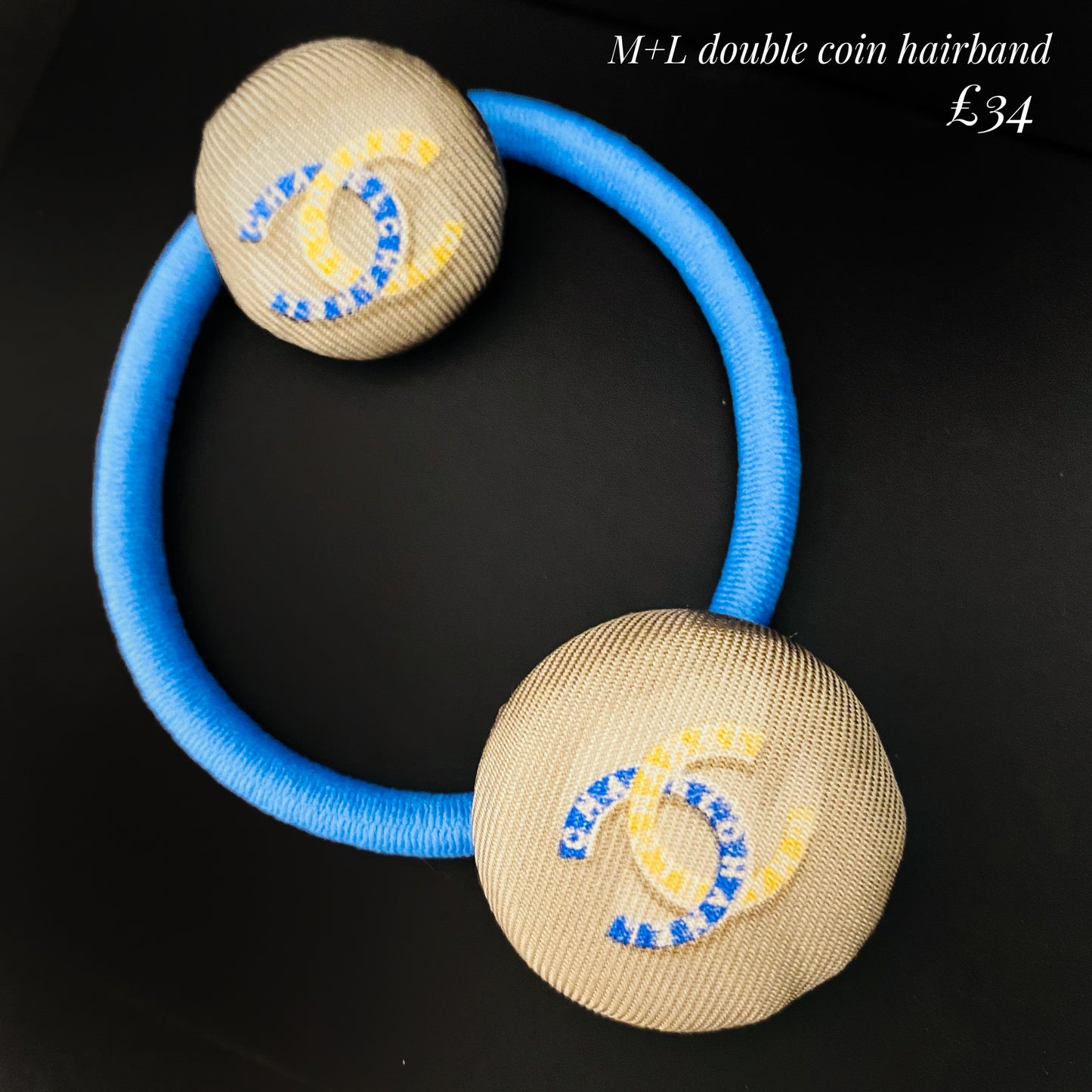 CC- classic beige with blue & yellow CC logo CC020- Hairband / oval shape Clip