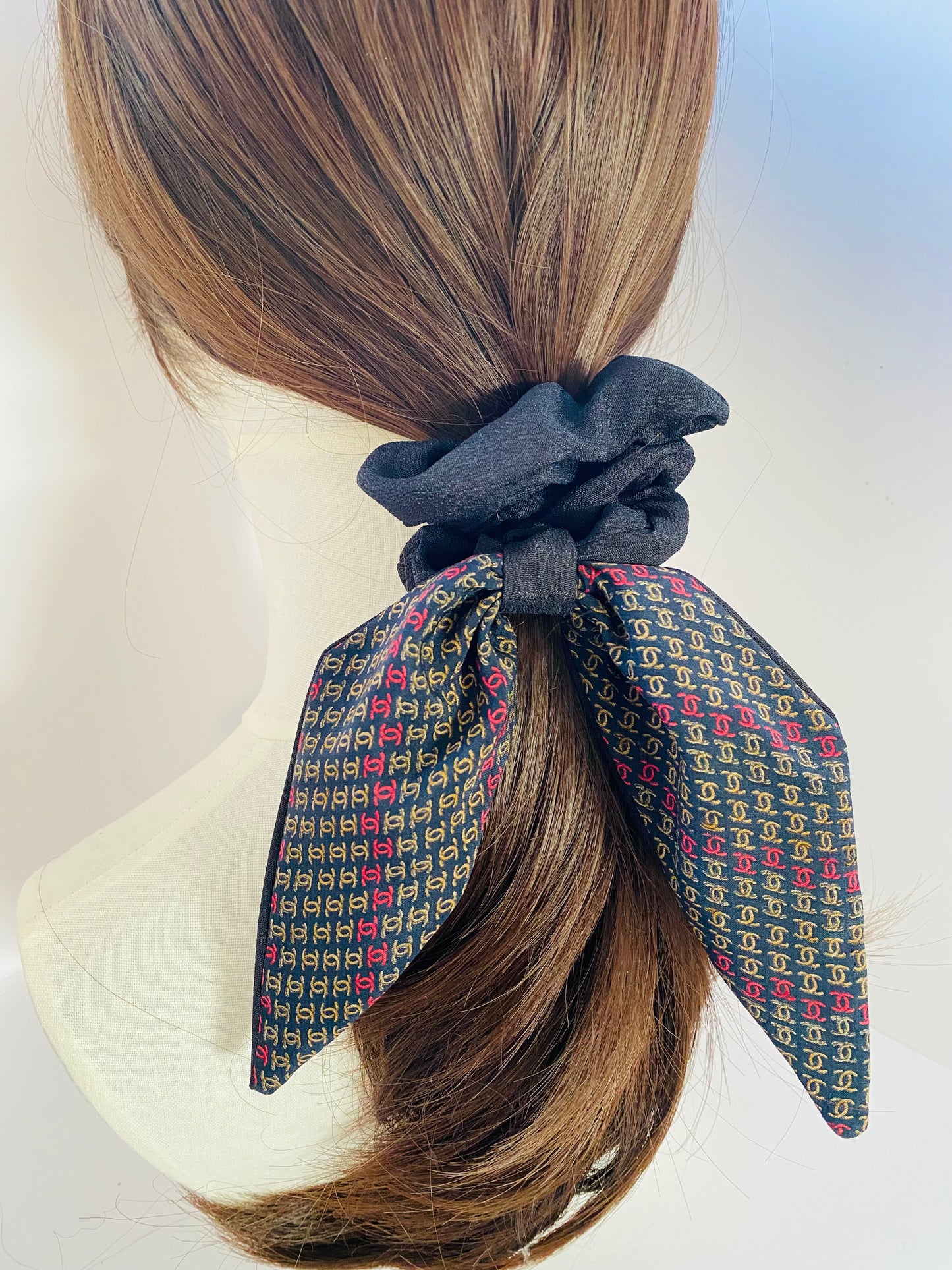 CC-Black with Bison & Cardinal CC logo- CC047- Headband/ Hairband/ Scrunchie