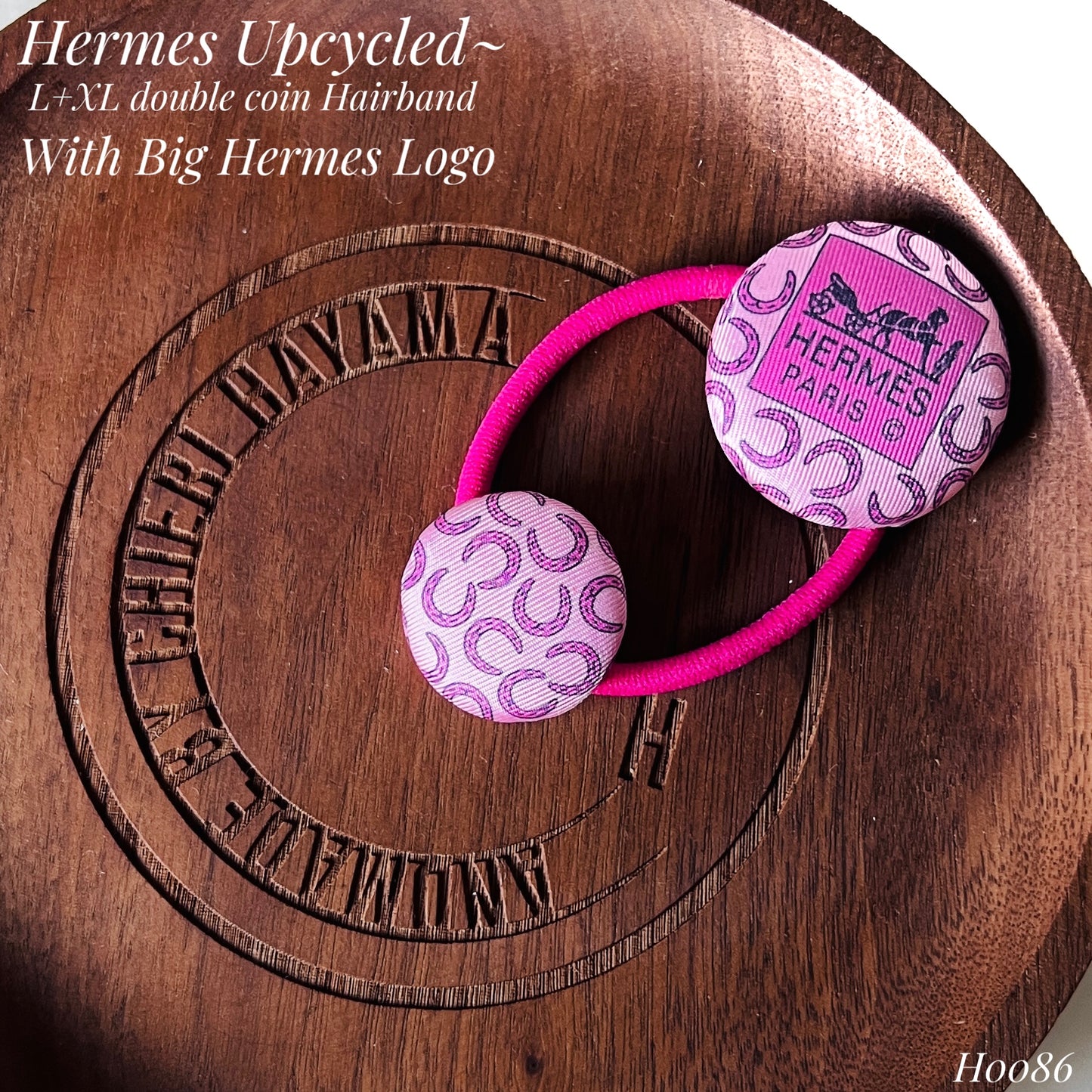 H-H0086-sakura Pink & Shocking pink lucky horseshoes- Hairband
