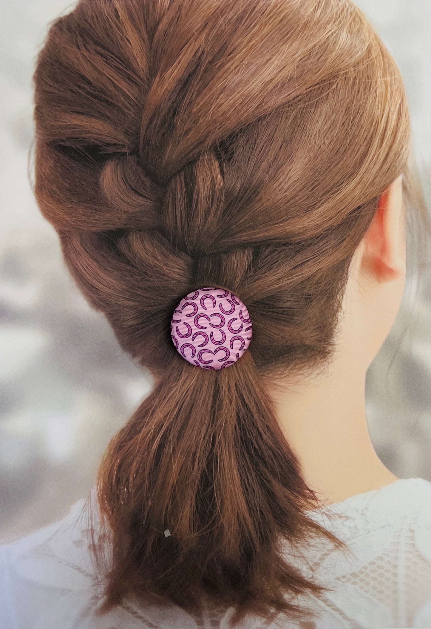 H-H0086-sakura Pink & Shocking pink lucky horseshoes- Hairband