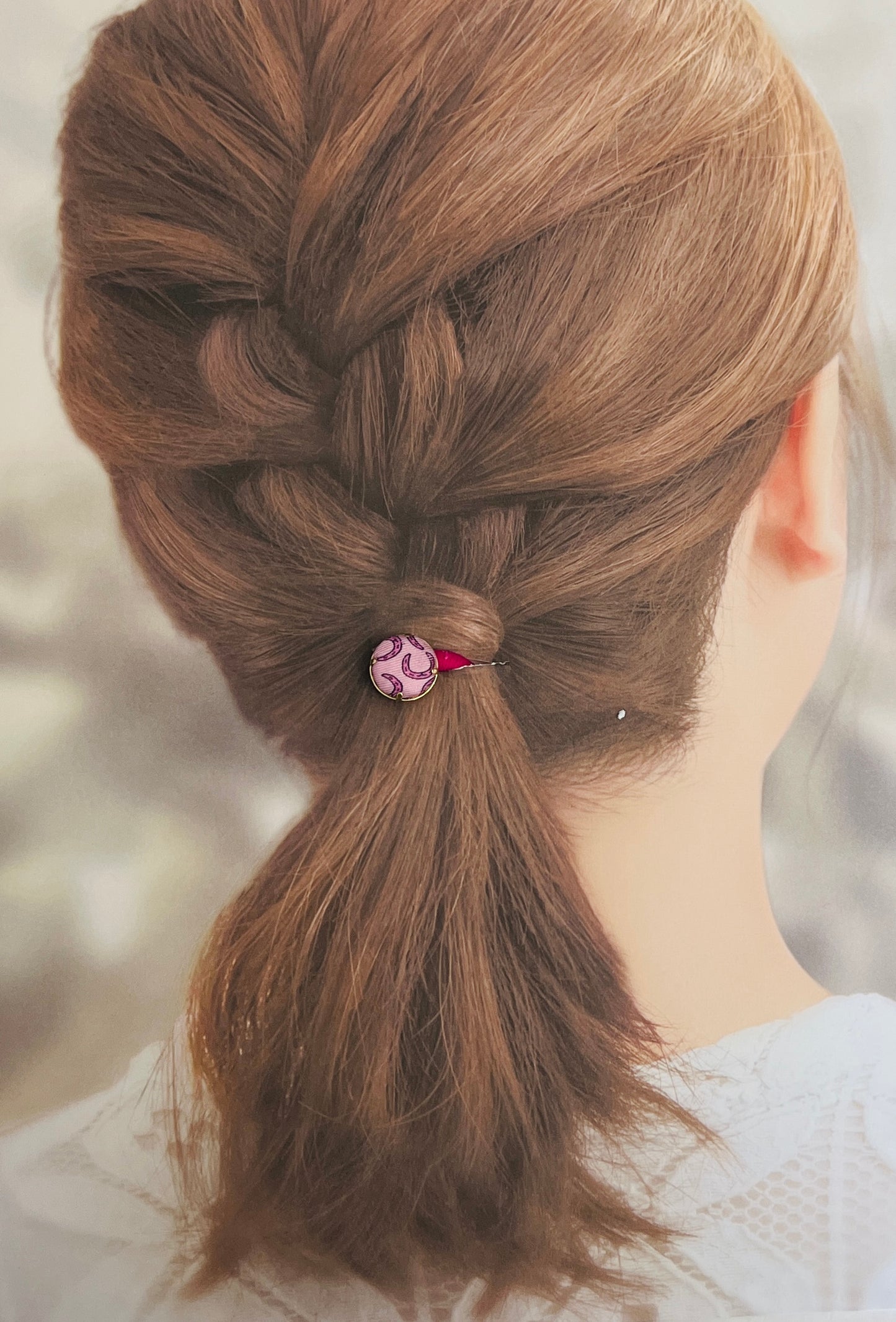 H-H0086-sakura Pink & Shocking pink lucky horseshoes- Hairband