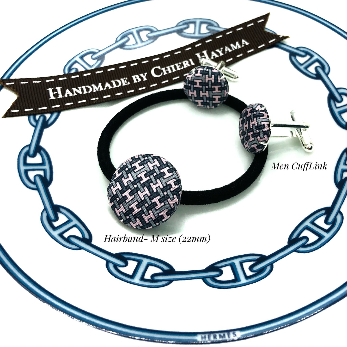 H-H0027- light pink & 2 shape of grey H Hairband