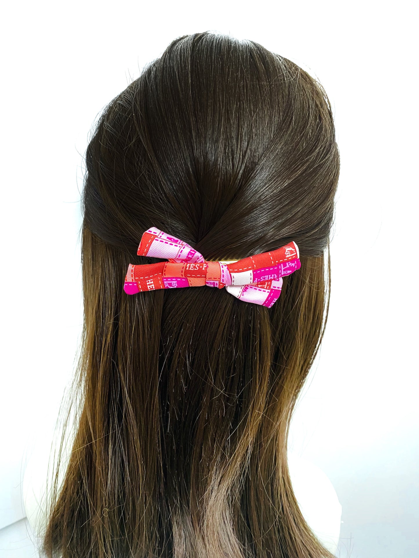 H-H icons Ribbons- HD- Pink & Purple- mini Double Ribbon Hairclip