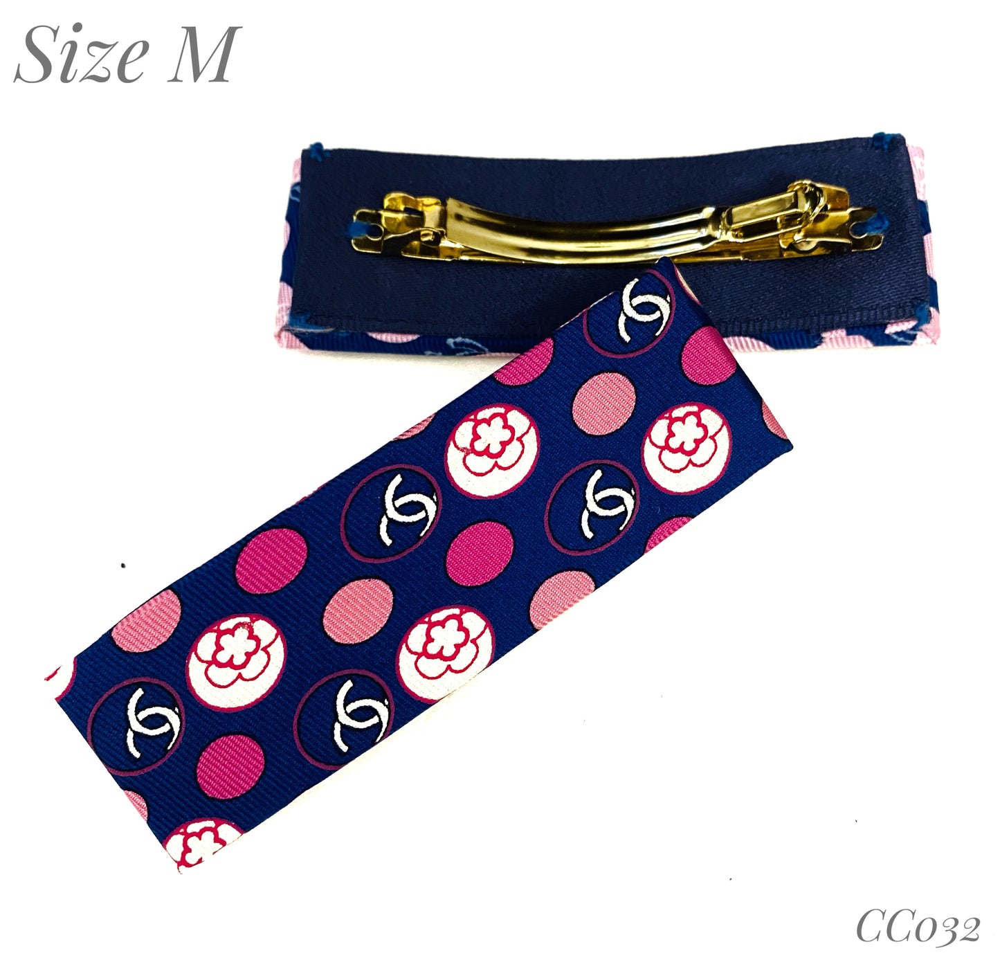 CC-Royal Blue & Pink Camellias- CC032- Flat Clip/ Hairband