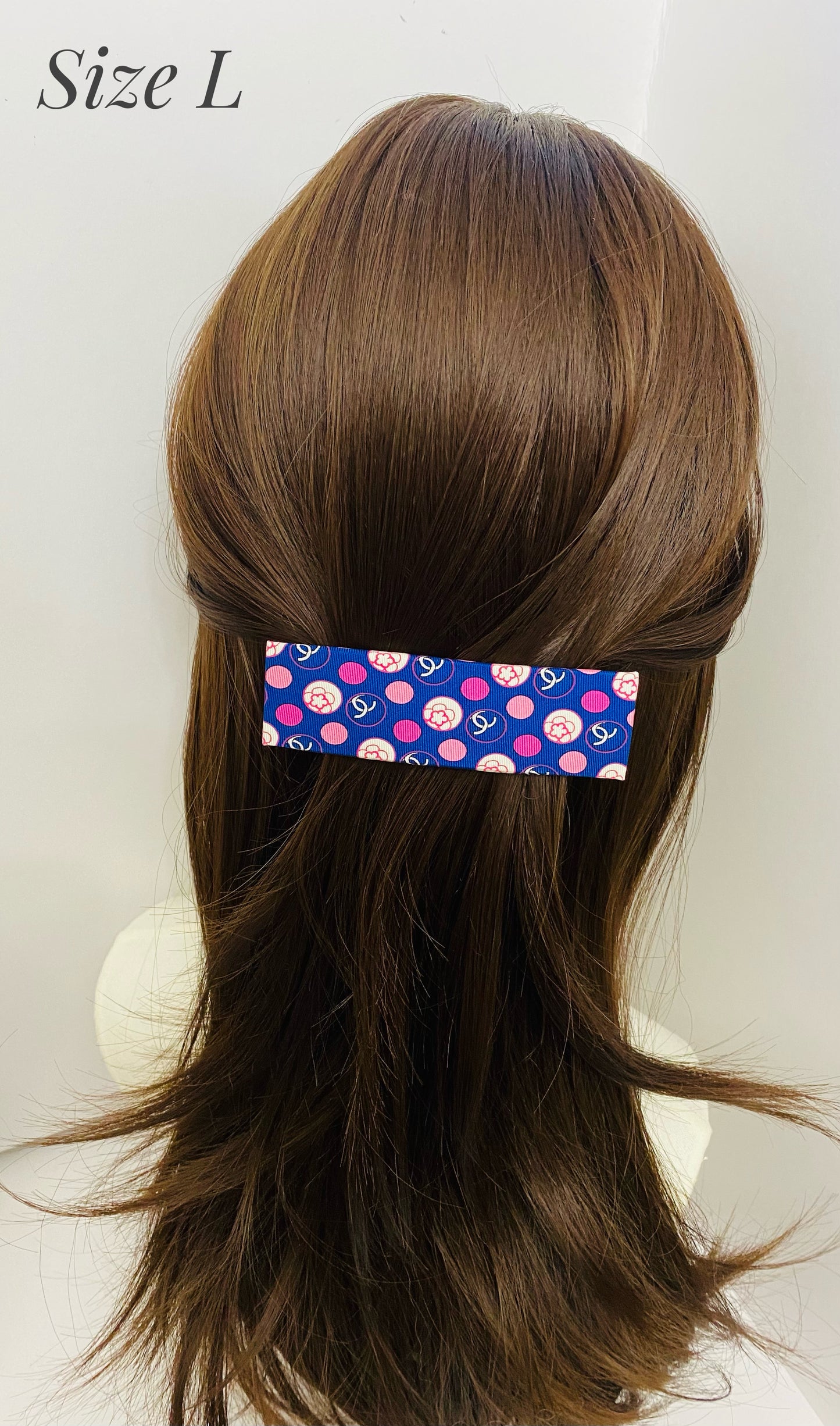 CC-Royal Blue & Pink Camellias- CC032- Flat Clip/ Hairband